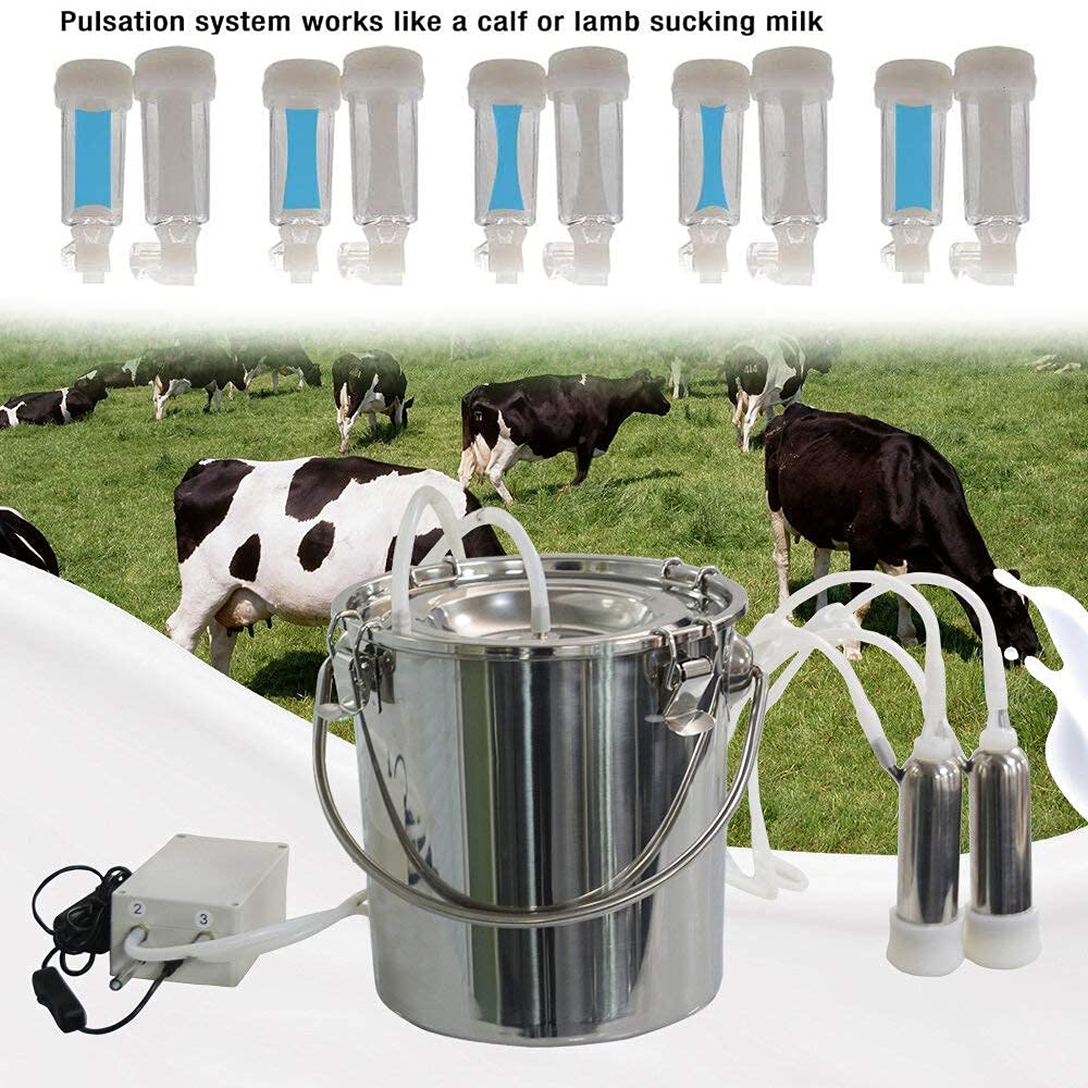 **Electric Milking Machine for Goats & Cows - Portable Vacuum Pulsation Pump Milker with 7L Stainless Steel Bucket - Ideal for Jerseys, Nigerian Dwarfs, Nubian Mix - Perfect for Small Farms, Homesteads & Dairy Production**