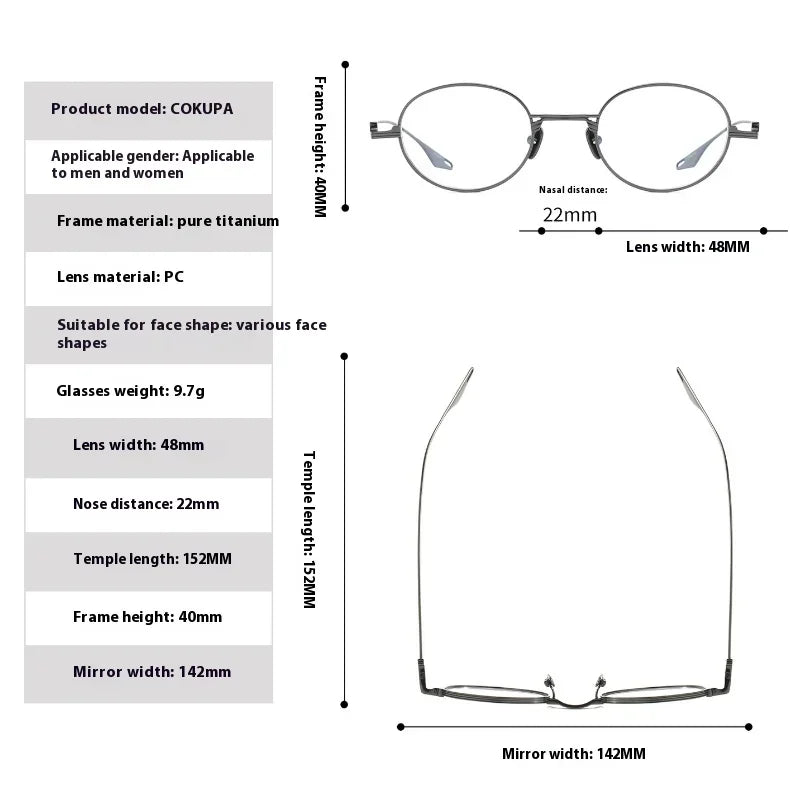 Aror Unisex Full Rim Oval Round Titanium Eyeglasses Frame 14222 - Lightweight Durable Glasses for Men & Women - Perfect for Reading, Work, and Everyday Wear