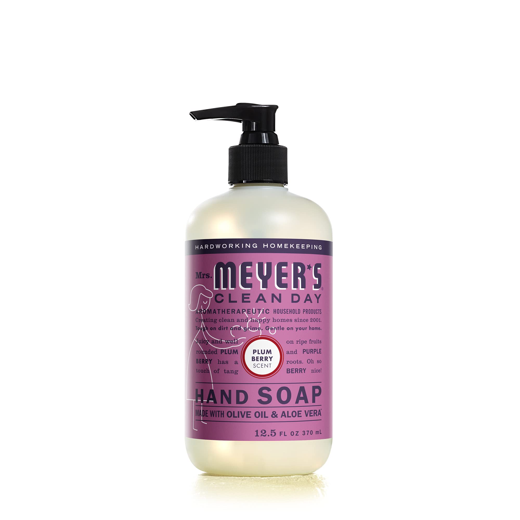 Mrs. Meyer's Clean Day Hand Soap - Plumberry Scent, 12.5 oz, Made with Essential Oils, Cruelty-Free & Biodegradable | Refreshing Hand Wash for Kitchen, Bathroom & Office Use
