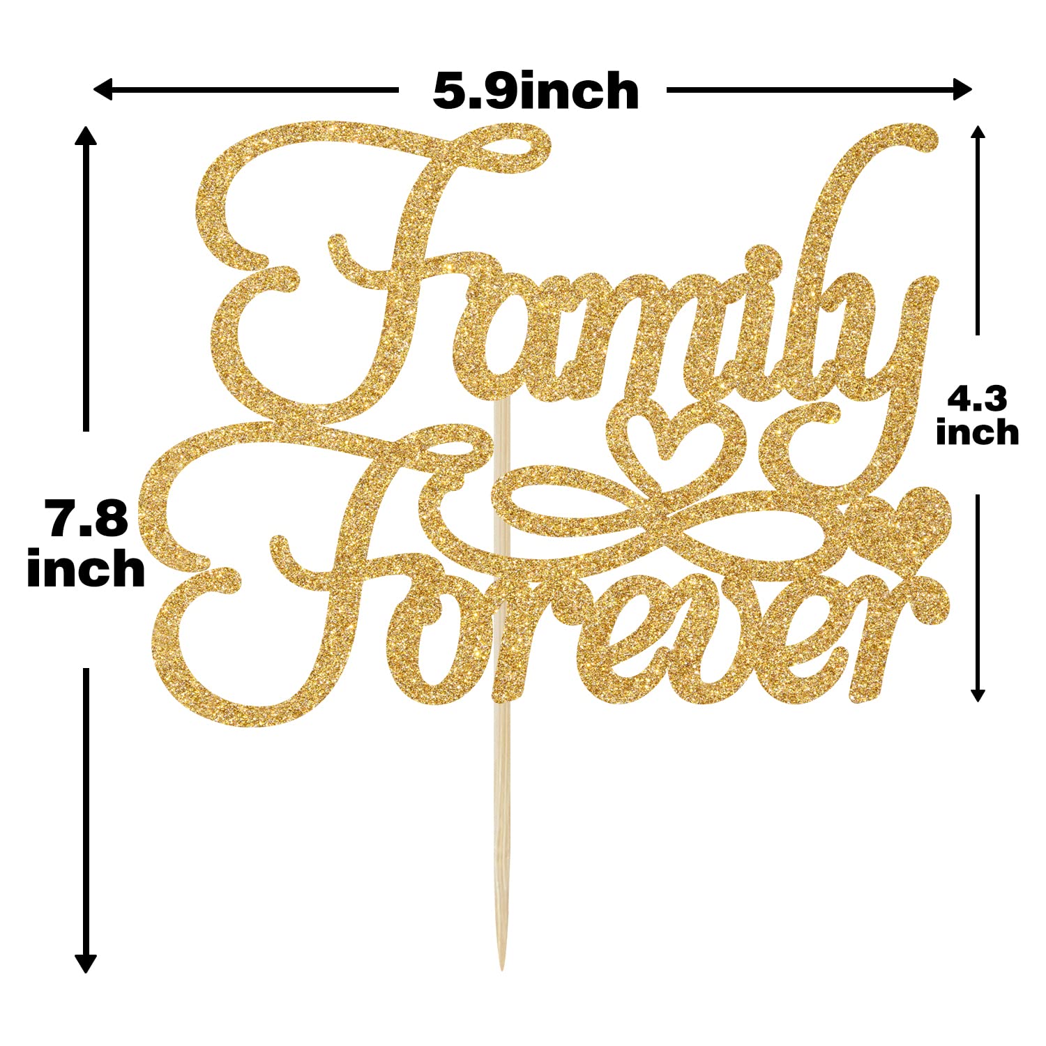 Gold Glitter Family Forever Cake Topper | Welcome Home & Home Sweet Home Cake Decor | Family Theme Party Supplies for Weddings, Baby Showers & Reunions