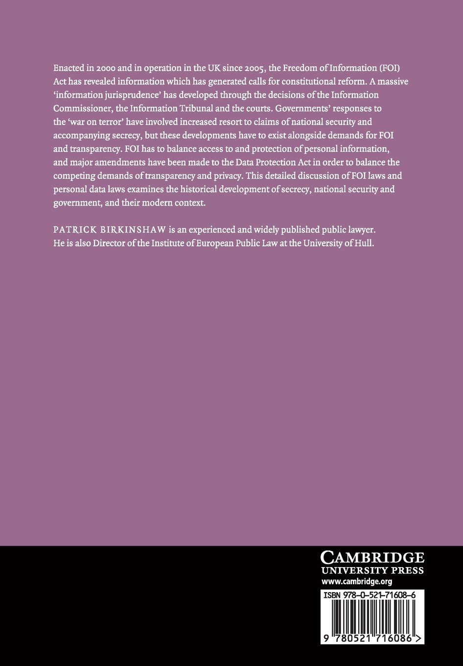 Freedom of Information: The Law, Practice & Ideal - Legal Context Book | Government Transparency & Public Records Guide for Researchers & Activists