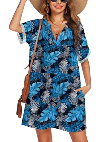 Navy Hawaiian Leaves