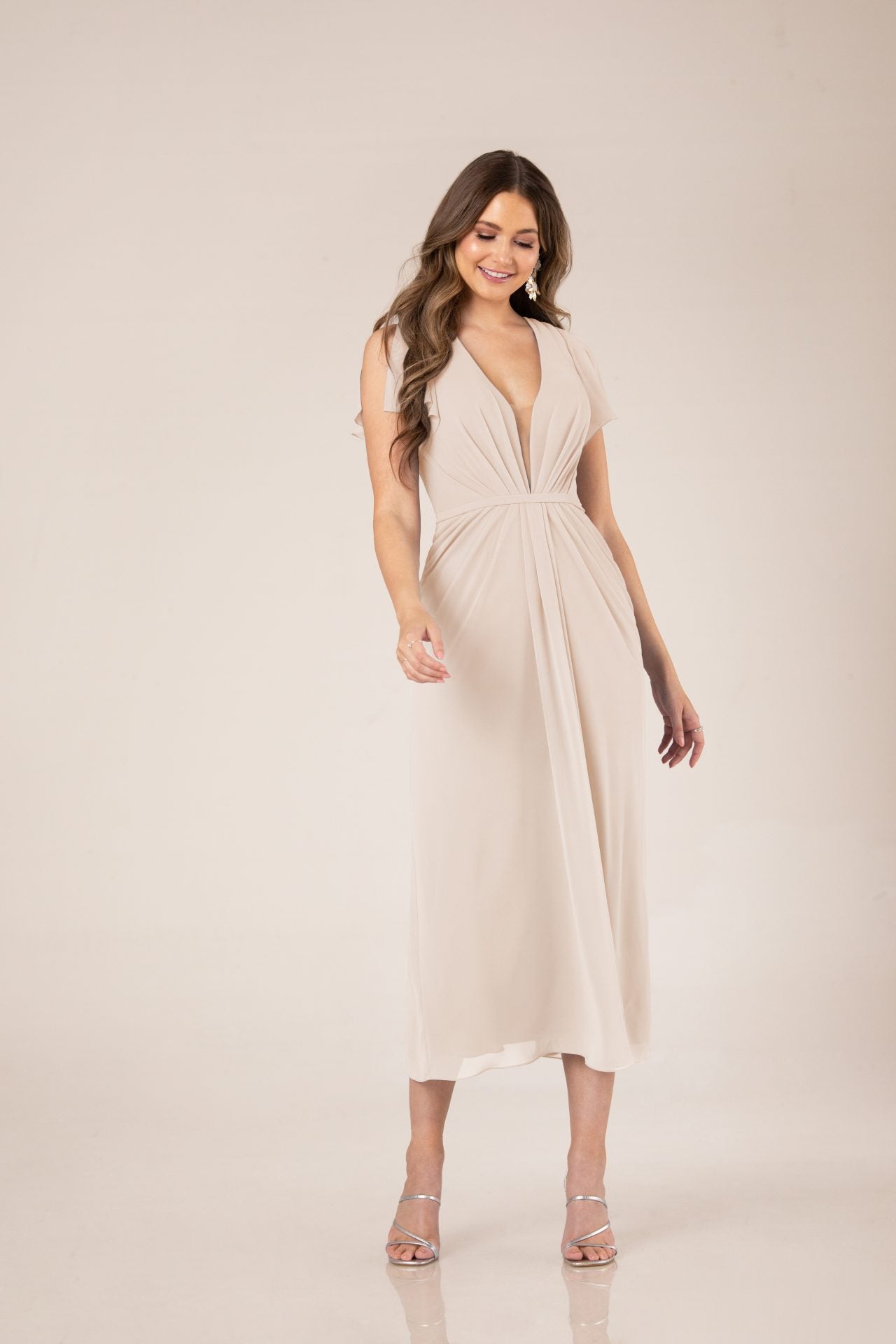 Emmie Tea Length Chiffon Dress - Elegant Flowy A-Line Formal Gown for Weddings, Prom & Special Occasions