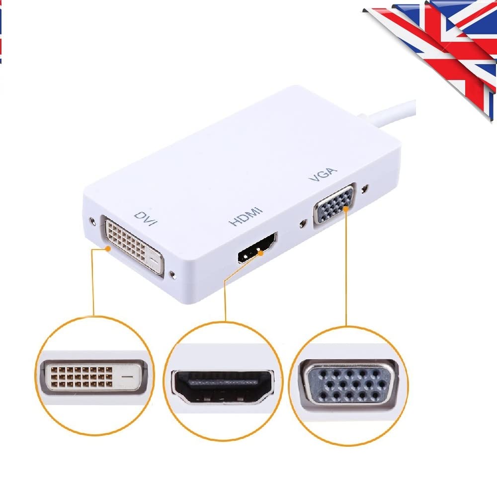 Mini DisplayPort to HDMI VGA DVI Adapter - Thunderbolt Compatible for MacBook Pro/Air - Connect External Monitors for Work & Gaming