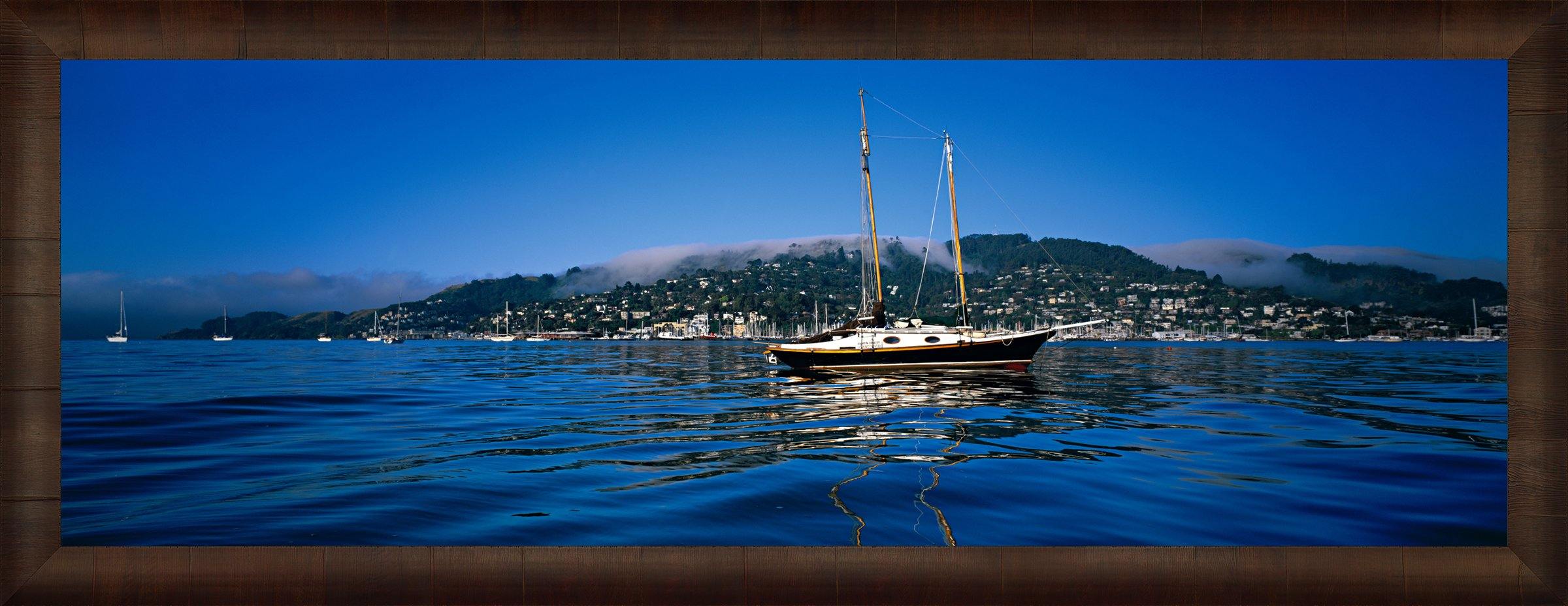 Sausalito Reflections Wall Art - Coastal Landscape Painting for Home & Office Decor - Perfect for Living Room, Bedroom, or Beach House