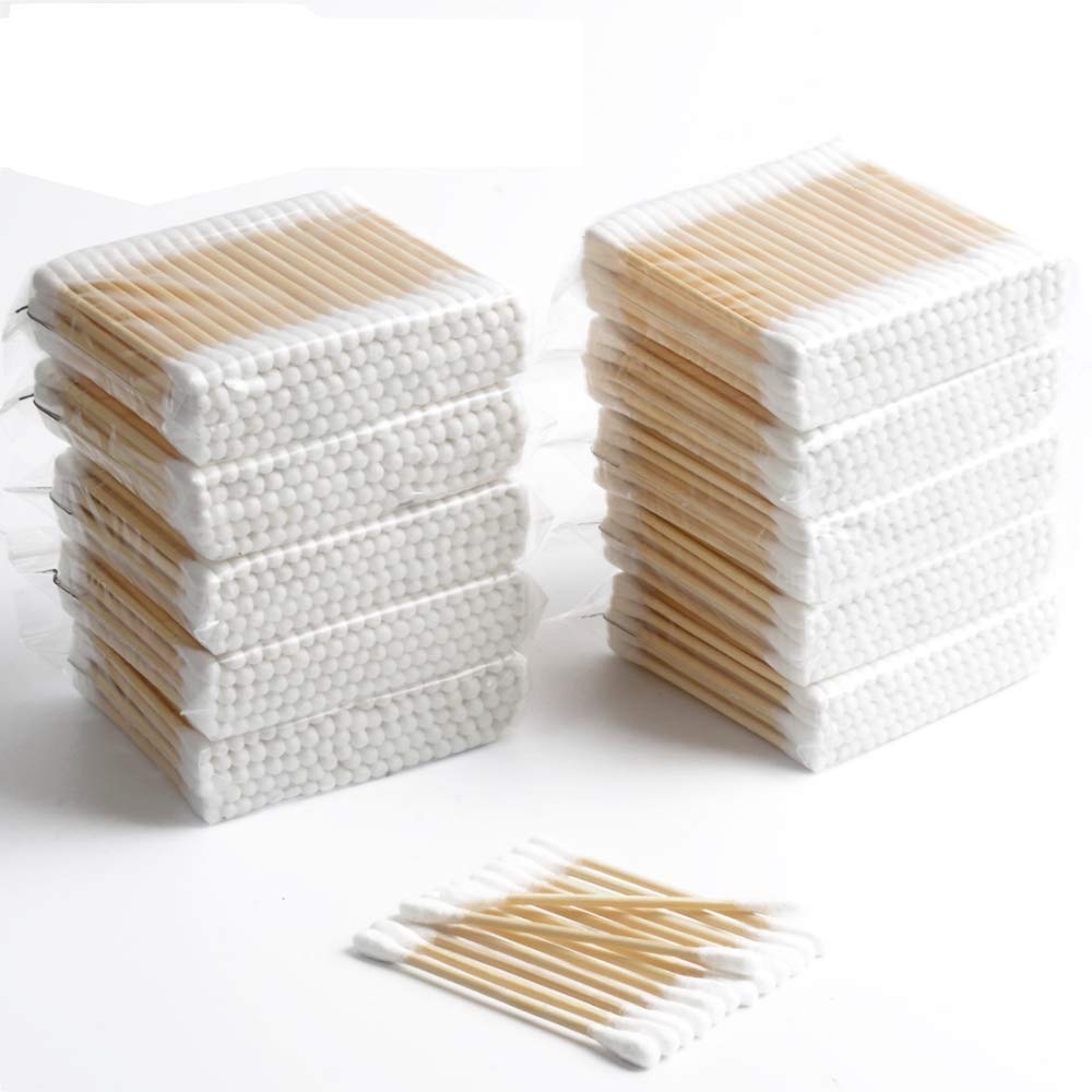 Natural Cotton Swabs with Wooden Stick - Double Head Tips for Ear Cleaning & Makeup (3-Pack) - Gentle & Safe for Sensitive Skin, Perfect for Personal Hygiene, Beauty & First Aid Kits