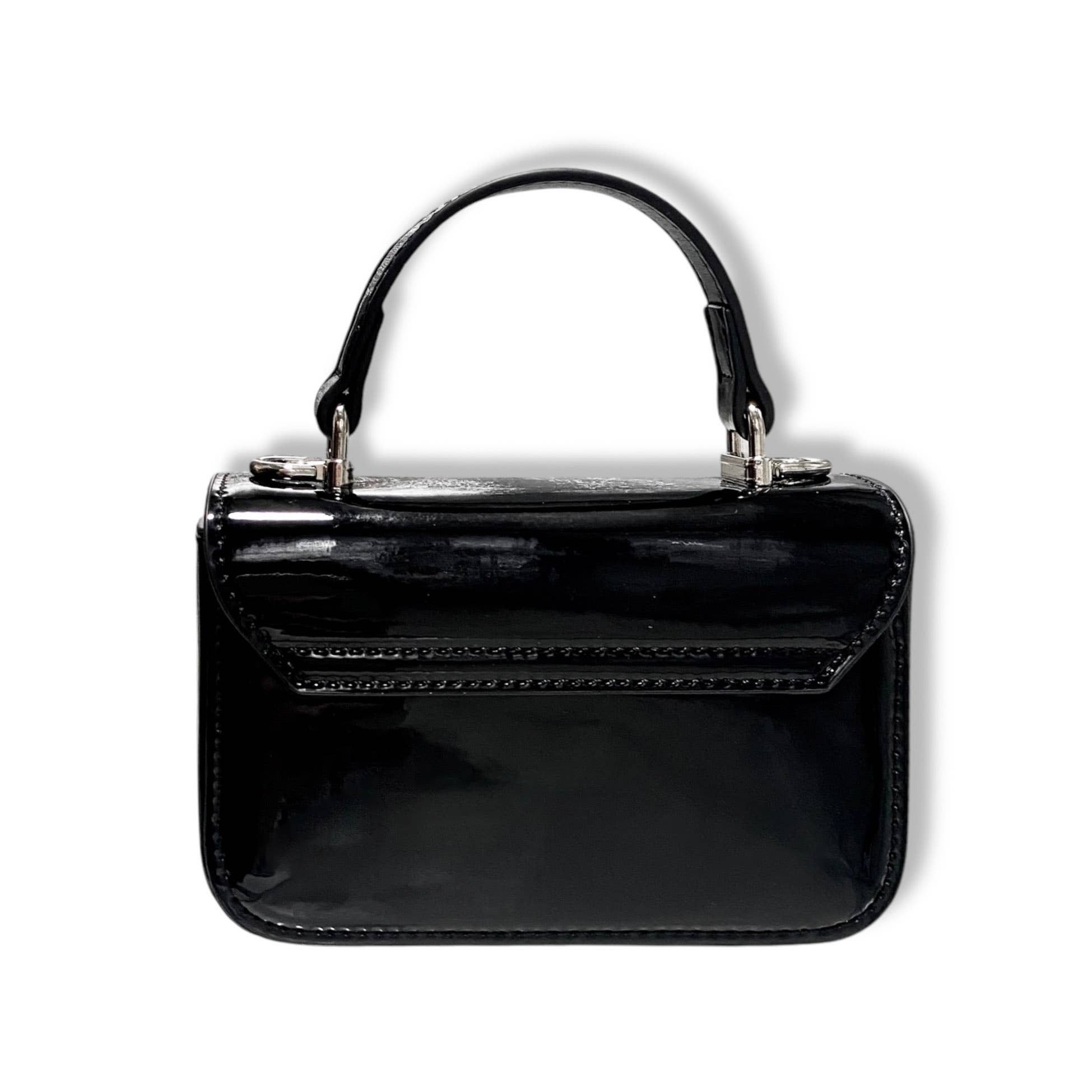 Sparkly Rhinestone Embellished Patent Leather Clutch Purse - Black Evening Bag for Women, Perfect for Parties, Weddings & Special Occasions