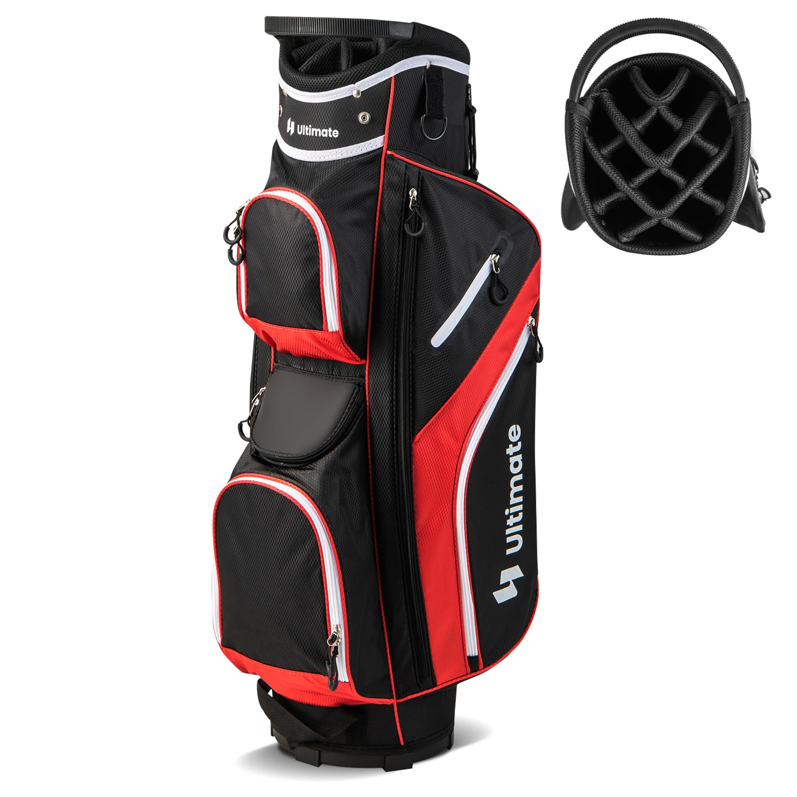 **Goplus 14-Way Golf Cart Bag with 9 Zippered Pockets, Cooler Bag & Rain Hood - Lightweight Golf Club Bag for Men & Women - Perfect for Golf Courses & Tournaments**