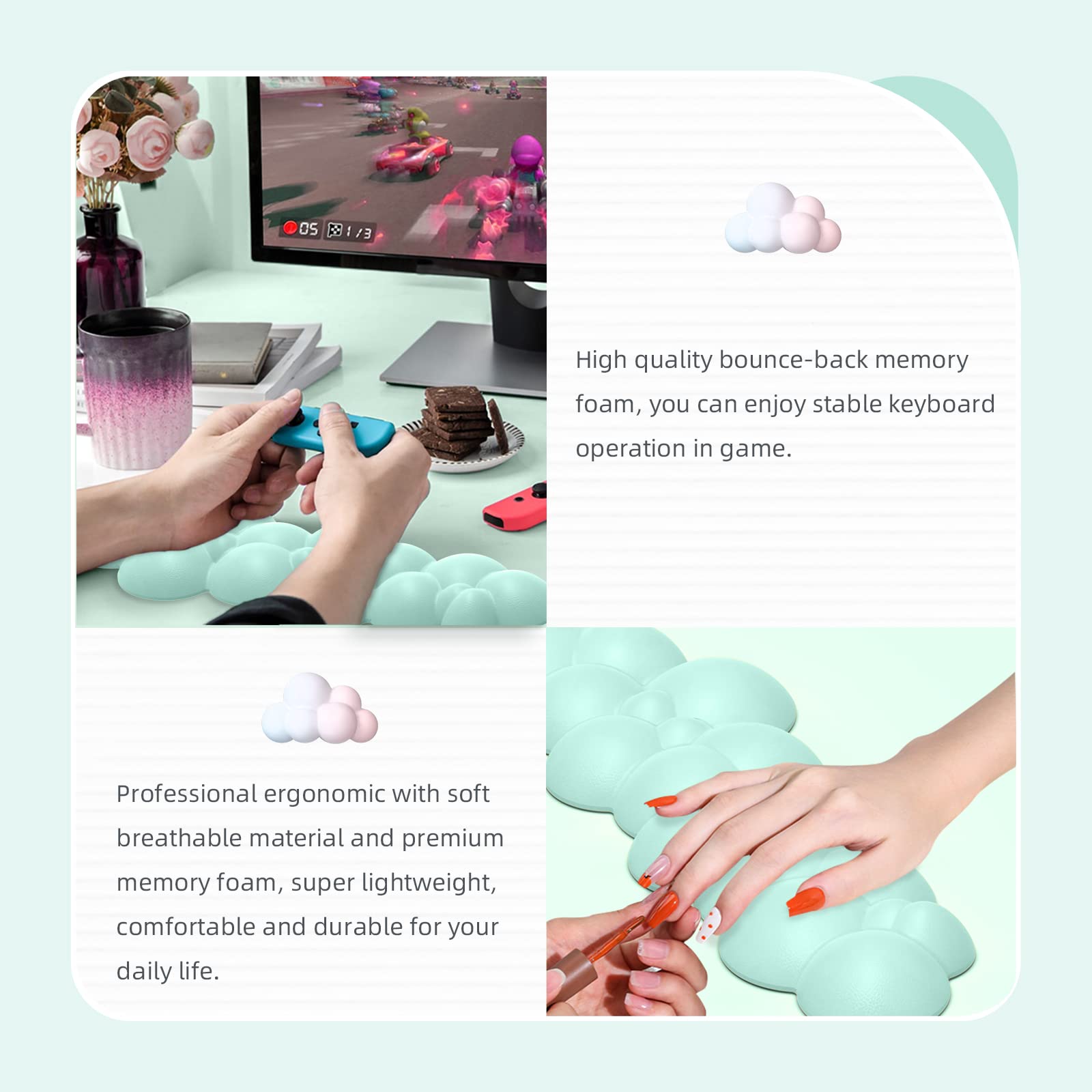 Large Gaming Mouse Pad Set with Keyboard Wrist Rest & Mouse Wrist Support - Ergonomic Desk Mat for Pain-Free Typing - Perfect for Home Office & PC Gaming Setup
