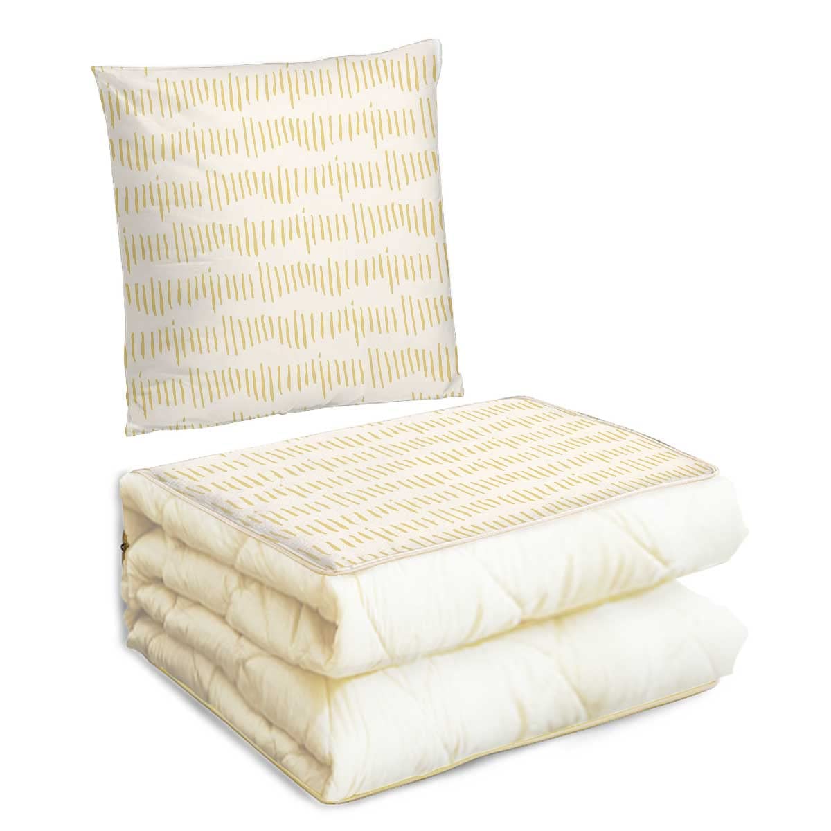 Soft Beige Nordic Travel Blanket & Throw Pillow Set - 18