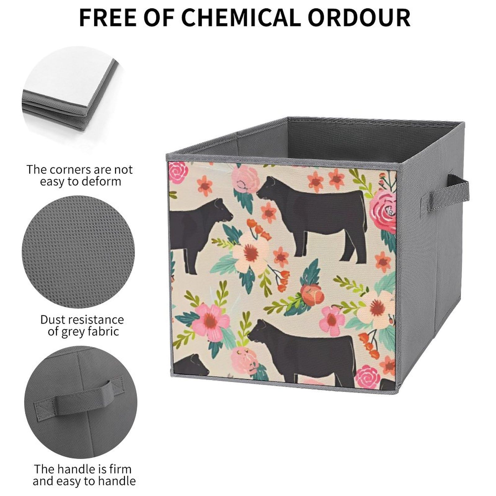 Pink Flower Print Collapsible Storage Bins - 6-Piece Set with Handles for Closet, Clothing & Home Organization | Foldable Storage Baskets for Bedroom, Nursery & Laundry Room