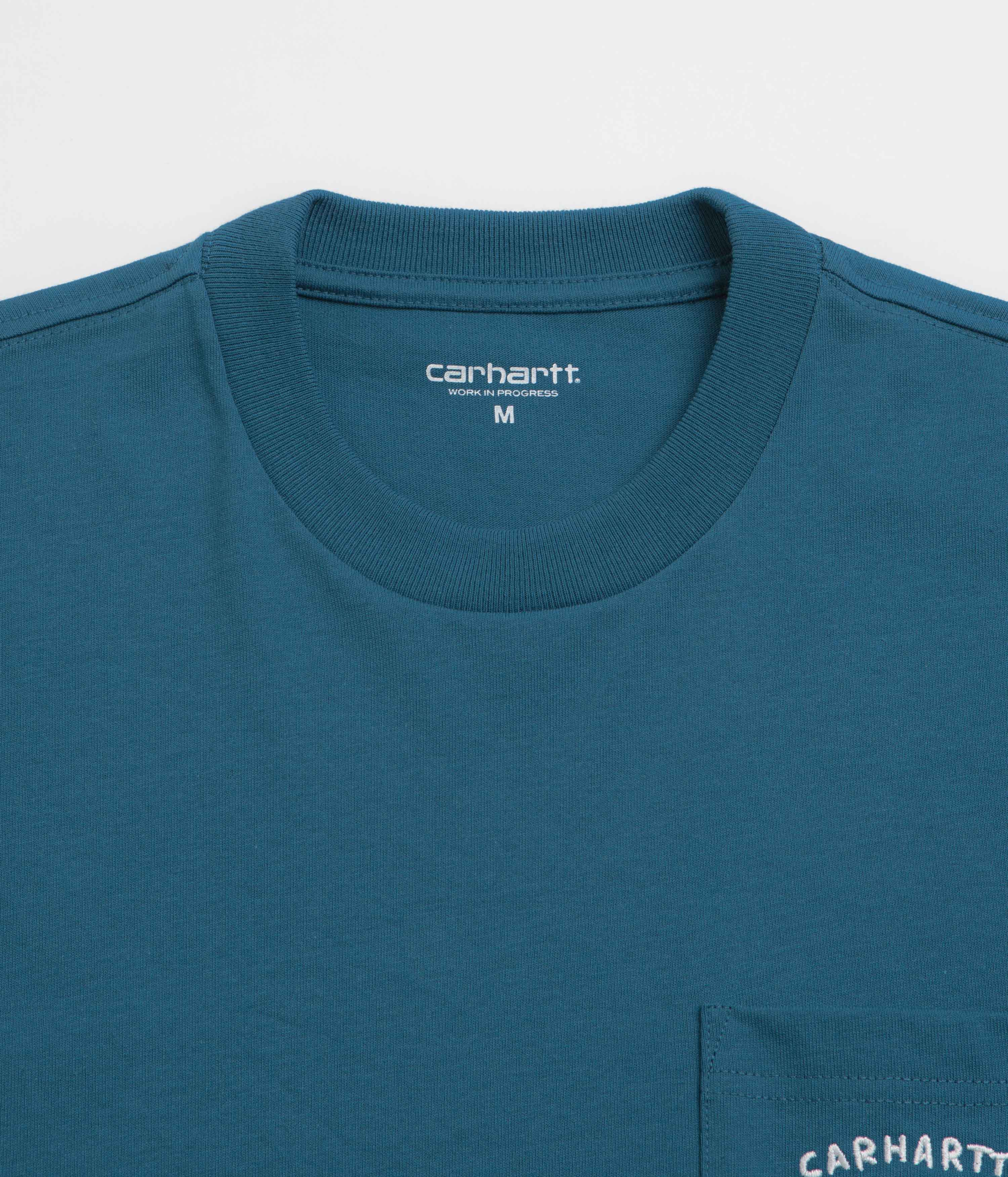 Carhartt Fragments Pocket T-Shirt for Men - Sodalite Blue & White Casual Tee - Perfect for Work, Outdoor Activities & Everyday Wear