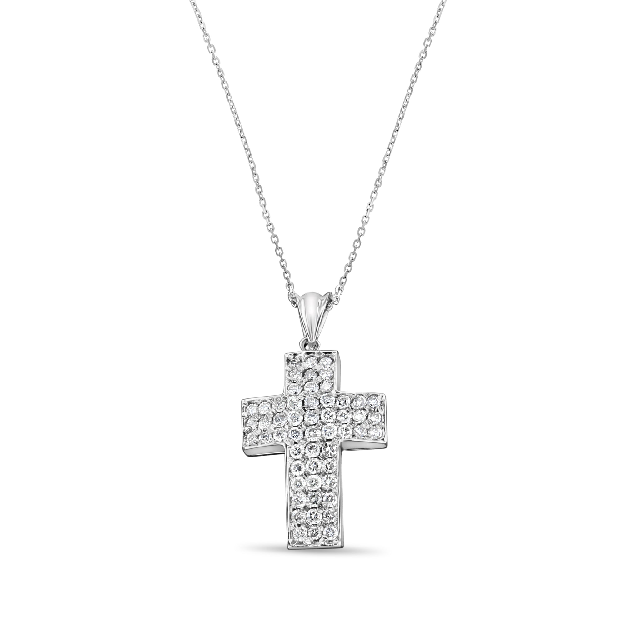 1.65cttw Diamond Cross Pendant in 14K White Gold - Elegant Religious Jewelry for Women, Perfect for Gifts, Weddings & Special Occasions