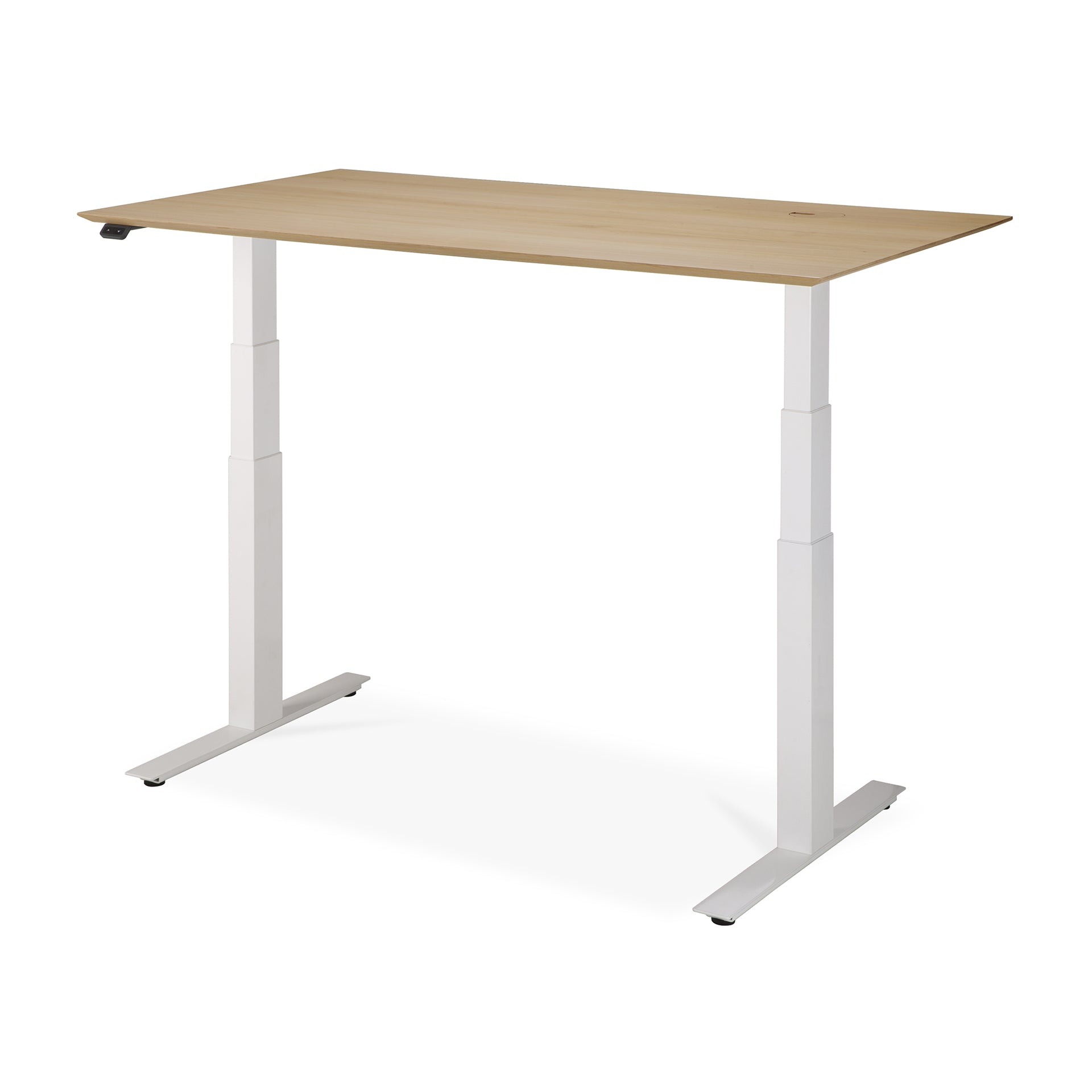 Adjustable Rectangle Desk with Cable Management - 140cm Oak & White Home Office Desk for Work or Study | Ergonomic EU Design