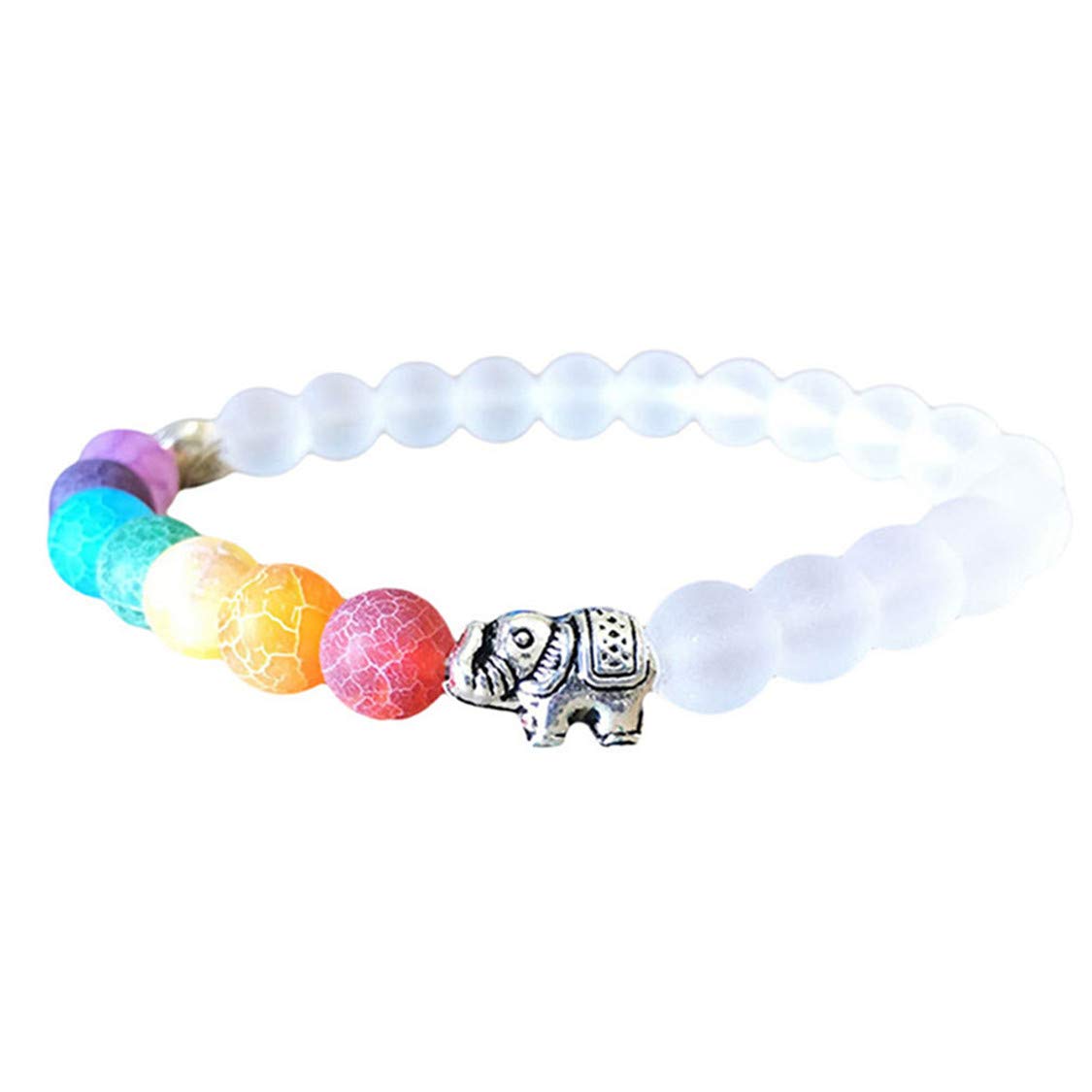 Charming Elephant Beaded Yoga Bracelet for Women - Colorful Stretch Bangle Handmade Jewelry Gift for Yoga Lovers & Boho Fashion (Perfect for Meditation, Yoga Practice & Festival Accessories)