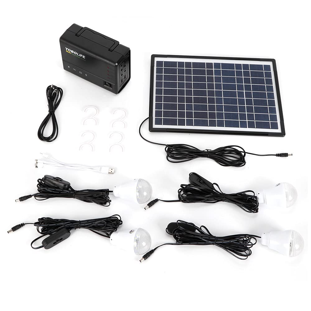 Portable Solar Panel Generator System with LED Light & USB Charger - Perfect for Camping, Emergency Power, and Outdoor Adventures