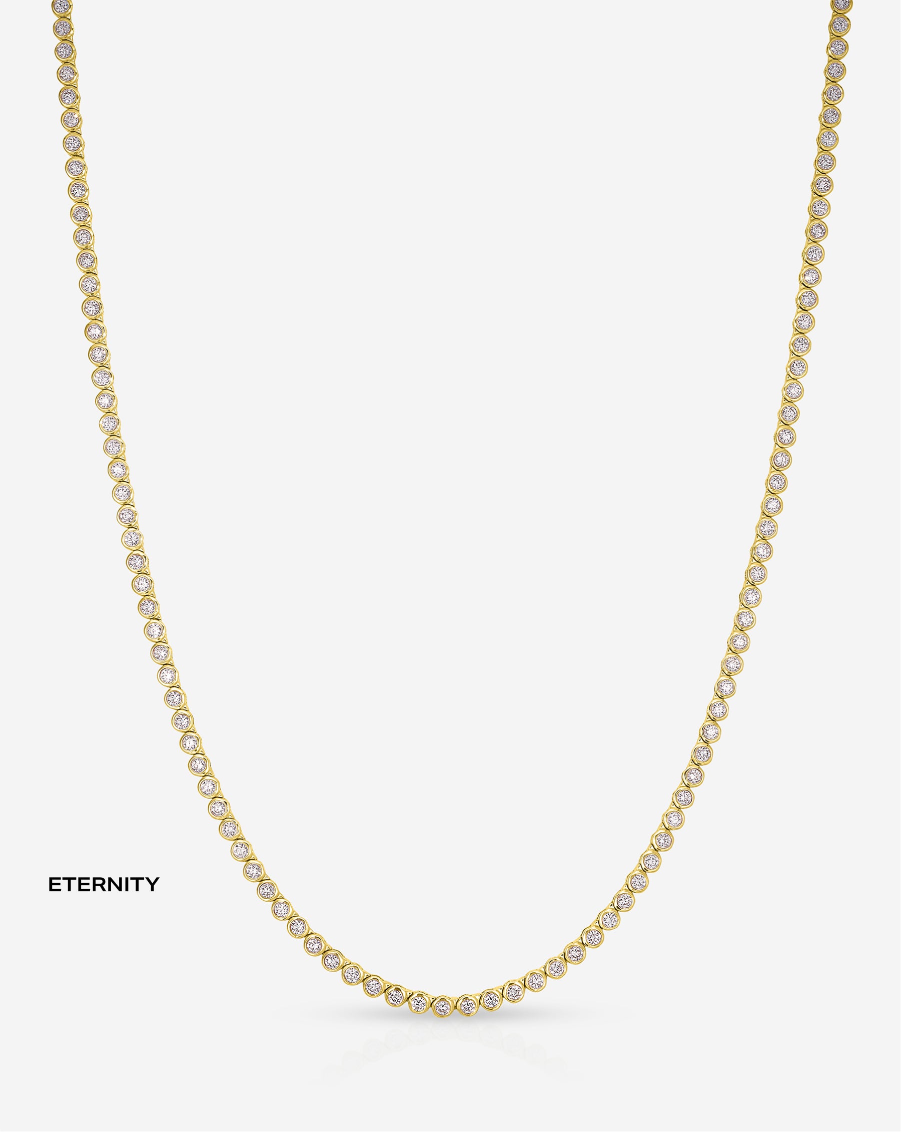 Bezel Mini Diamond Tennis Necklace - 14K Gold Plated Dainty Chain for Women | Perfect for Weddings, Date Nights & Special Occasions