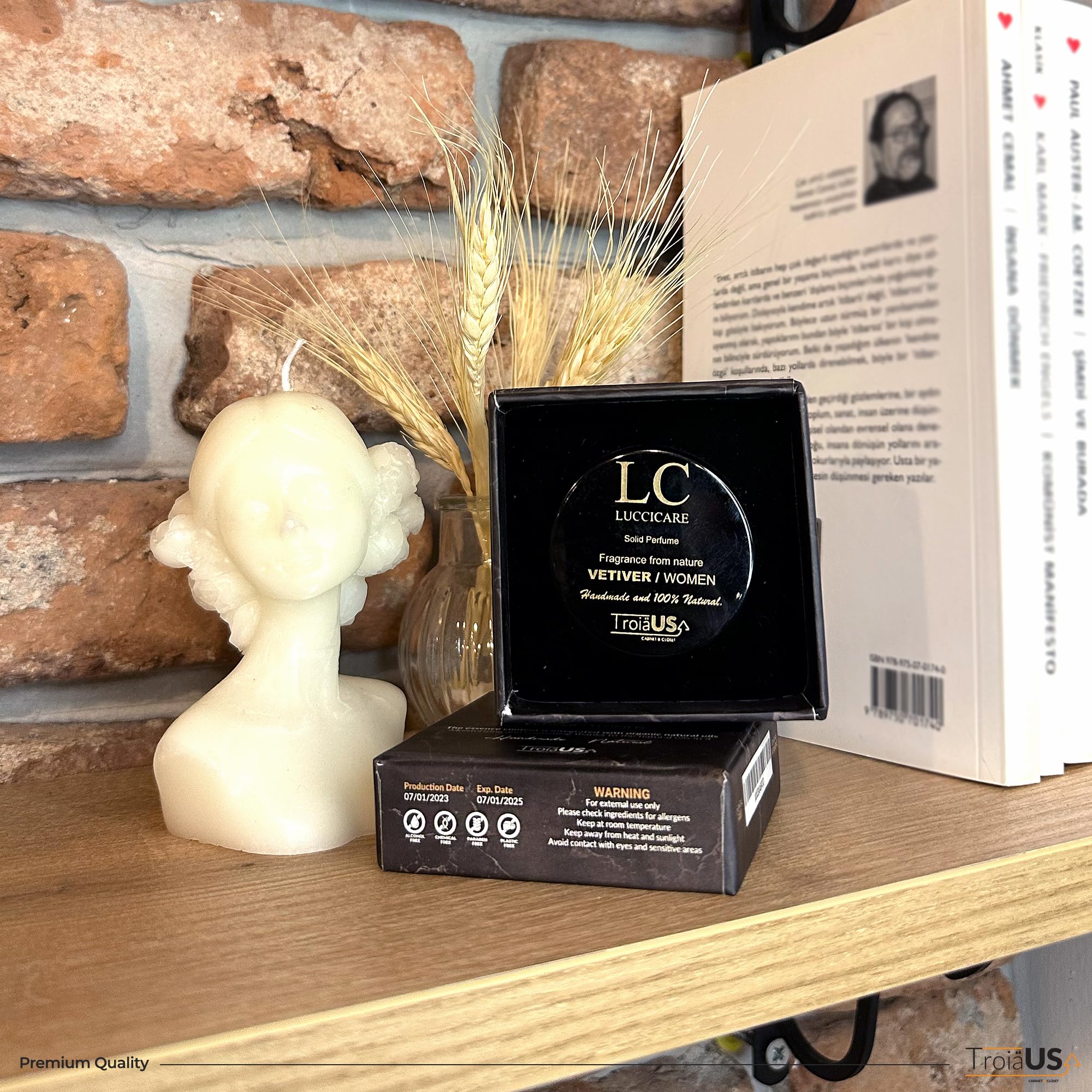 TROIA Solid Perfume for Women - Vetiver Scented Travel Size Cologne, Handmade Wax Perfume Stick (0.5oz/15g) - Perfect for Purse, Gym Bag & On-the-Go Fragrance Touch Ups