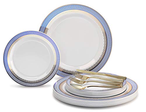 B. Louvre White / Blue & Gold, Gold Silverware