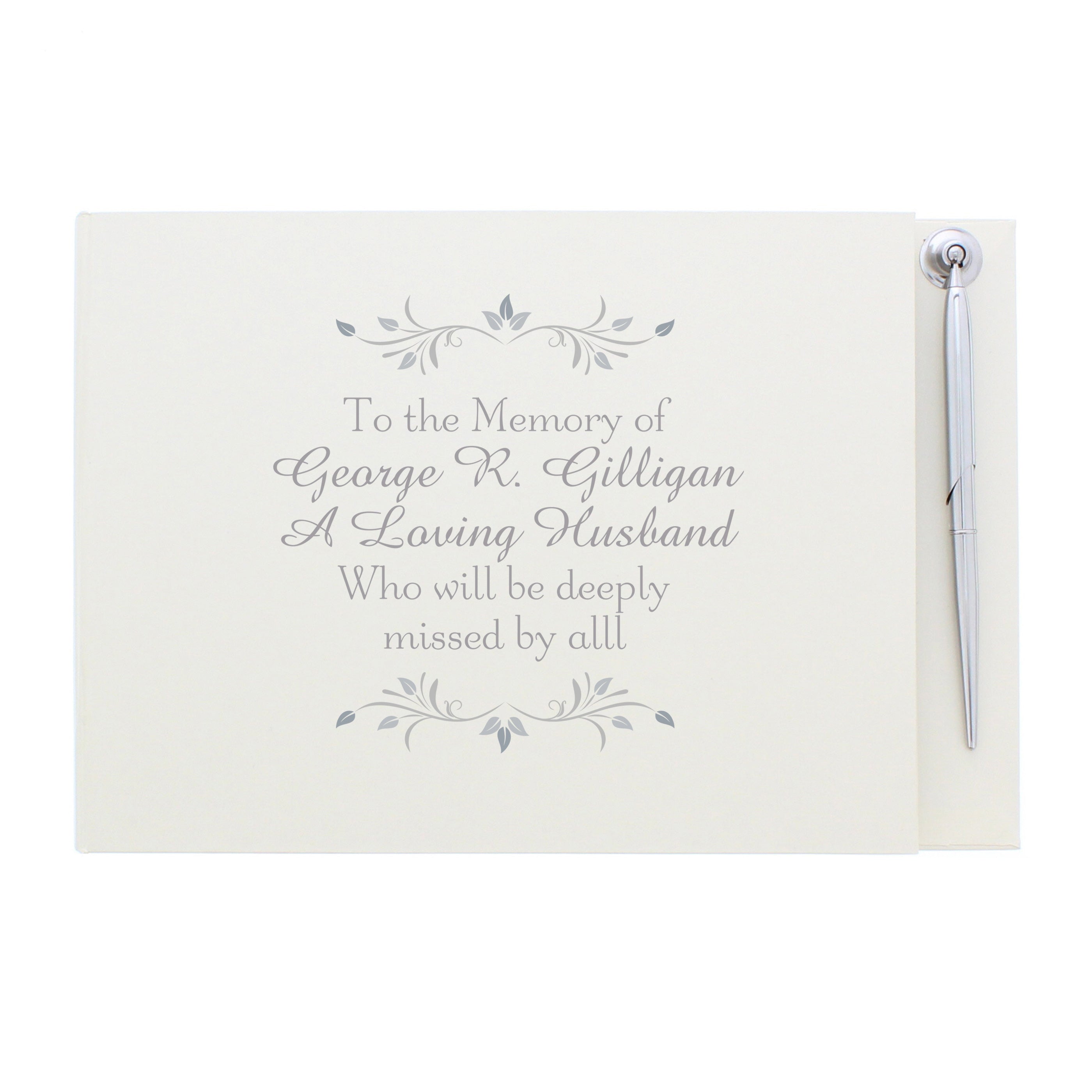 Personalized Memorial Guest Book with Pen - Elegant Keepsake for Funeral, Memorial Service & Sympathy Sign In - Perfect for Honoring Loved Ones & Cherishing Memories