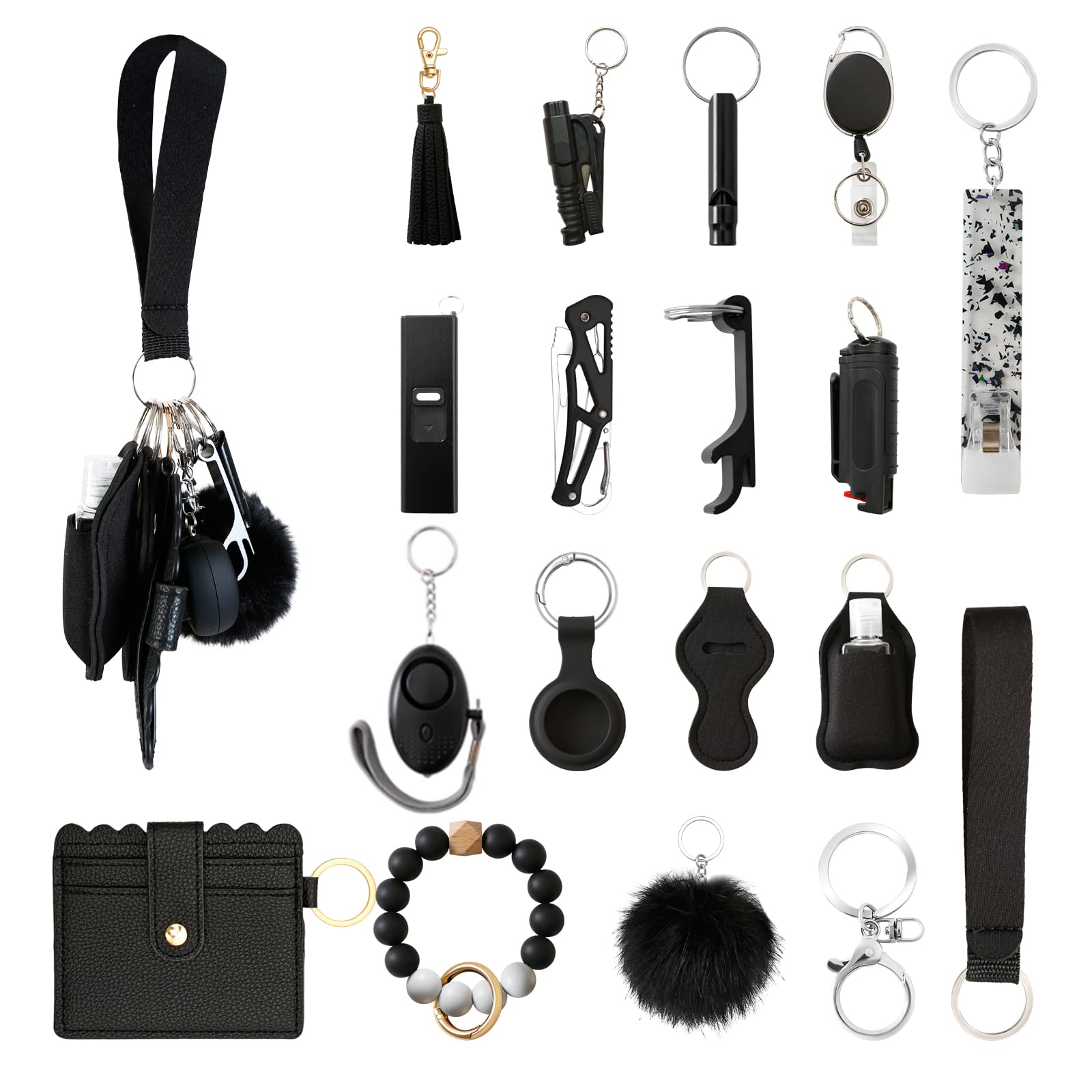 **Stylish Wristlet Keychain Set with Wallet Card Holder & Bottle Opener - Women's Car Keychain Accessories for Everyday Use, Travel & Gifts**