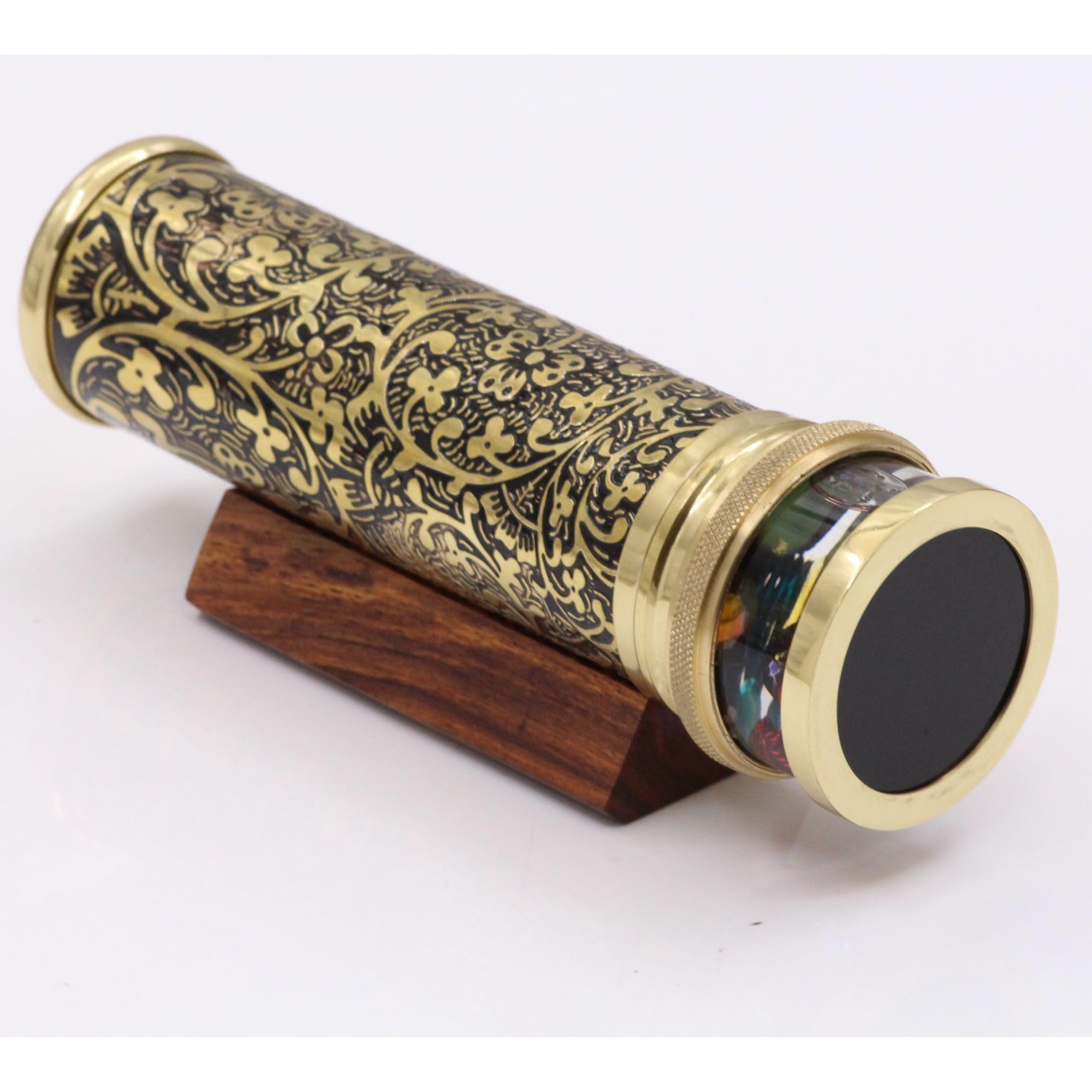 Handcrafted Brass Kaleidoscope with Etched Lacquer Design - Classic Oil Chamber Kaleidoscope - Unique Gift for Special Occasions (7