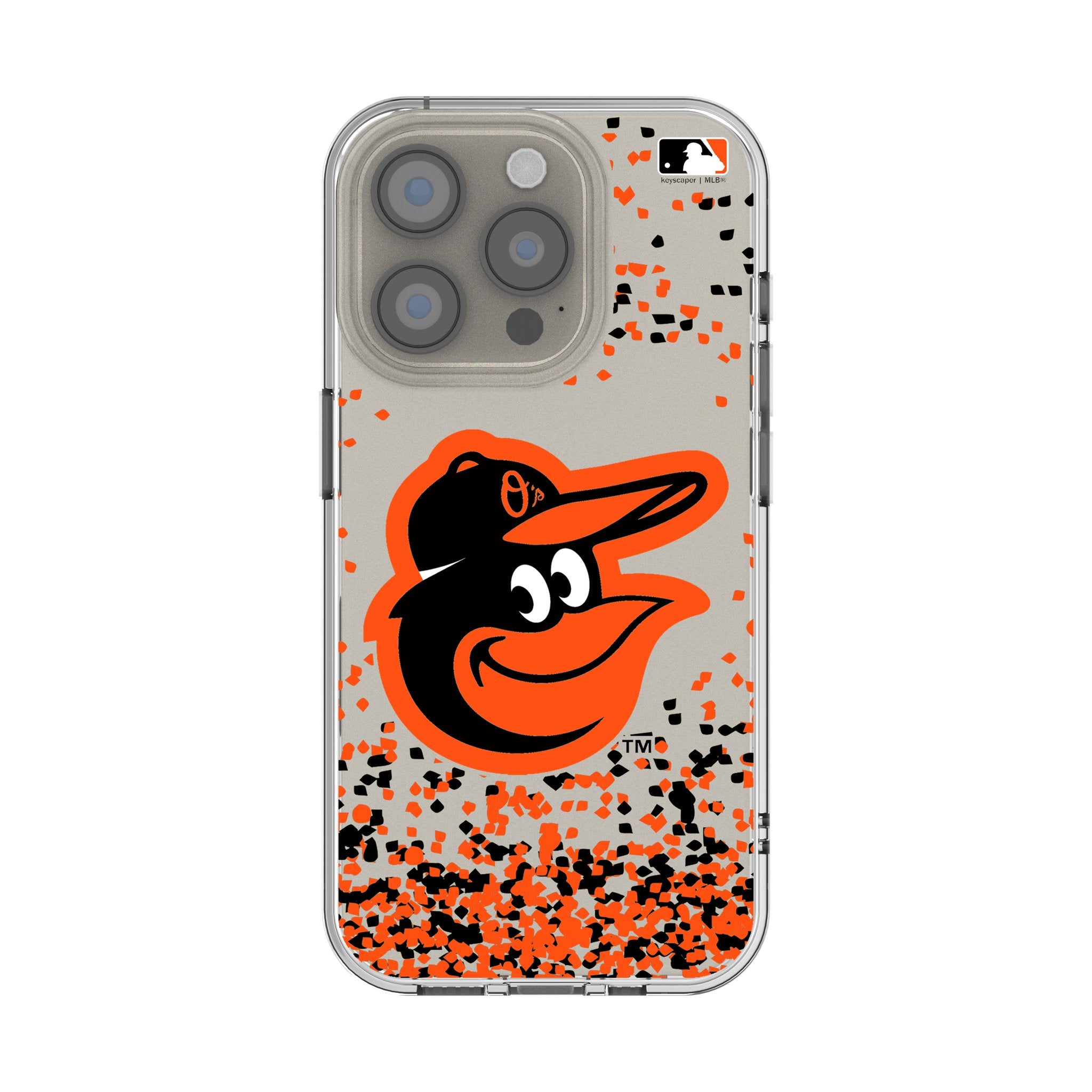 Baltimore Orioles Confetti Clear Phone Case for Apple iPhone 14/13/12/11 Pro Max - MLB Team Design, Protective Cover for Sports Fans & Game Day Use