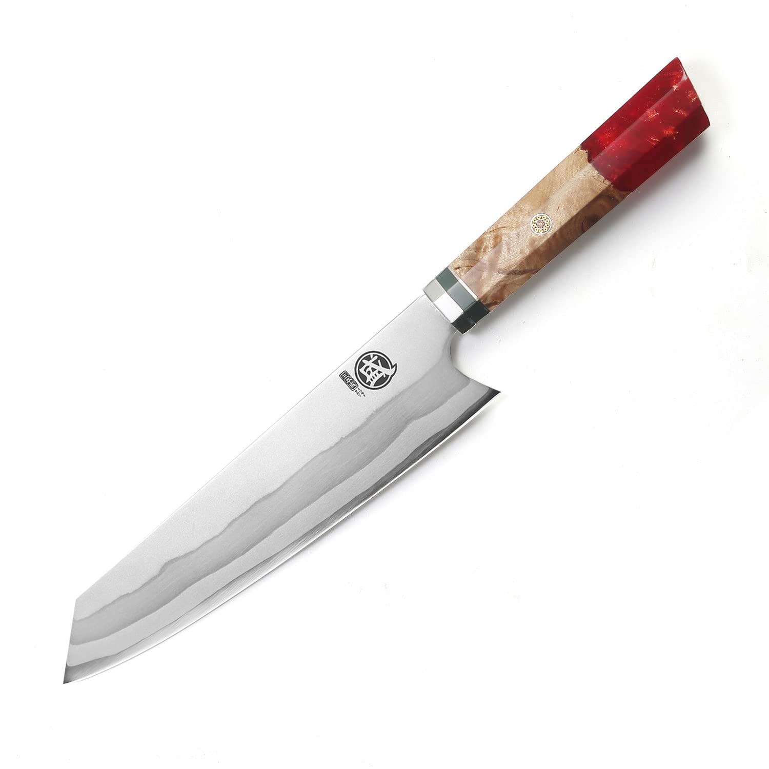 Premium 8-inch Japanese Kiritsuke Chef Knife - Hand-Forged 67-Layer 440C Damascus Steel - Professional Kitchen Knife for Meat, Sushi & Vegetables - Red Pomegranate Handle with Sandalwood Gift Box - Ideal for Home Chefs & Professional Kitchens