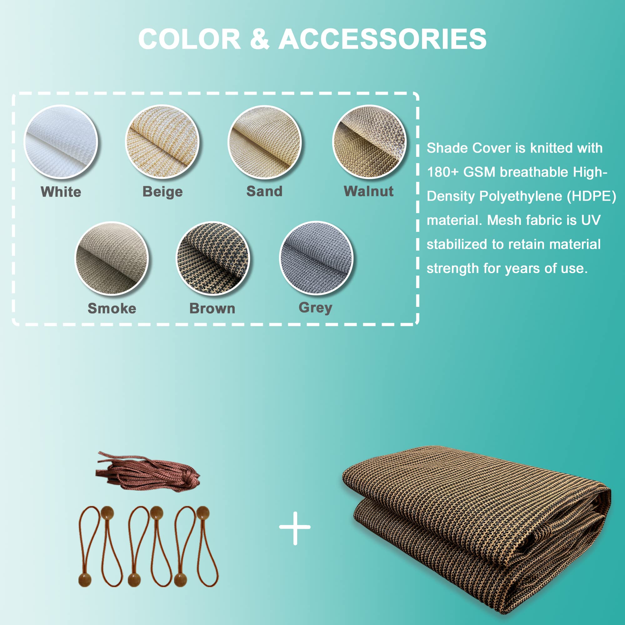 Alion Home 14' x 16' Brown HDPE Permeable Outdoor Pergola Sun Shade Cover with Grommets - Durable Patio Canopy for Backyard, Garden, and Poolside Shade Protection