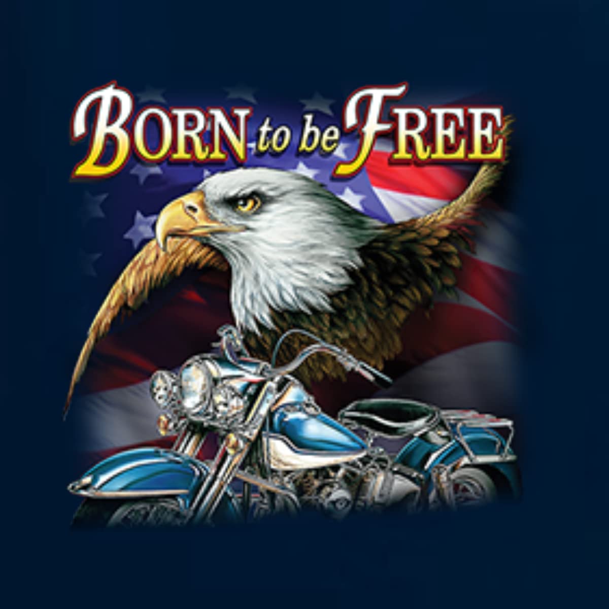Born to Be Free Bald Eagle & American Flag Graphic T-Shirt for Women | Patriotic Casual Wear for Cars & Trucks Enthusiasts | Perfect for 4th of July, BBQ & Road Trips