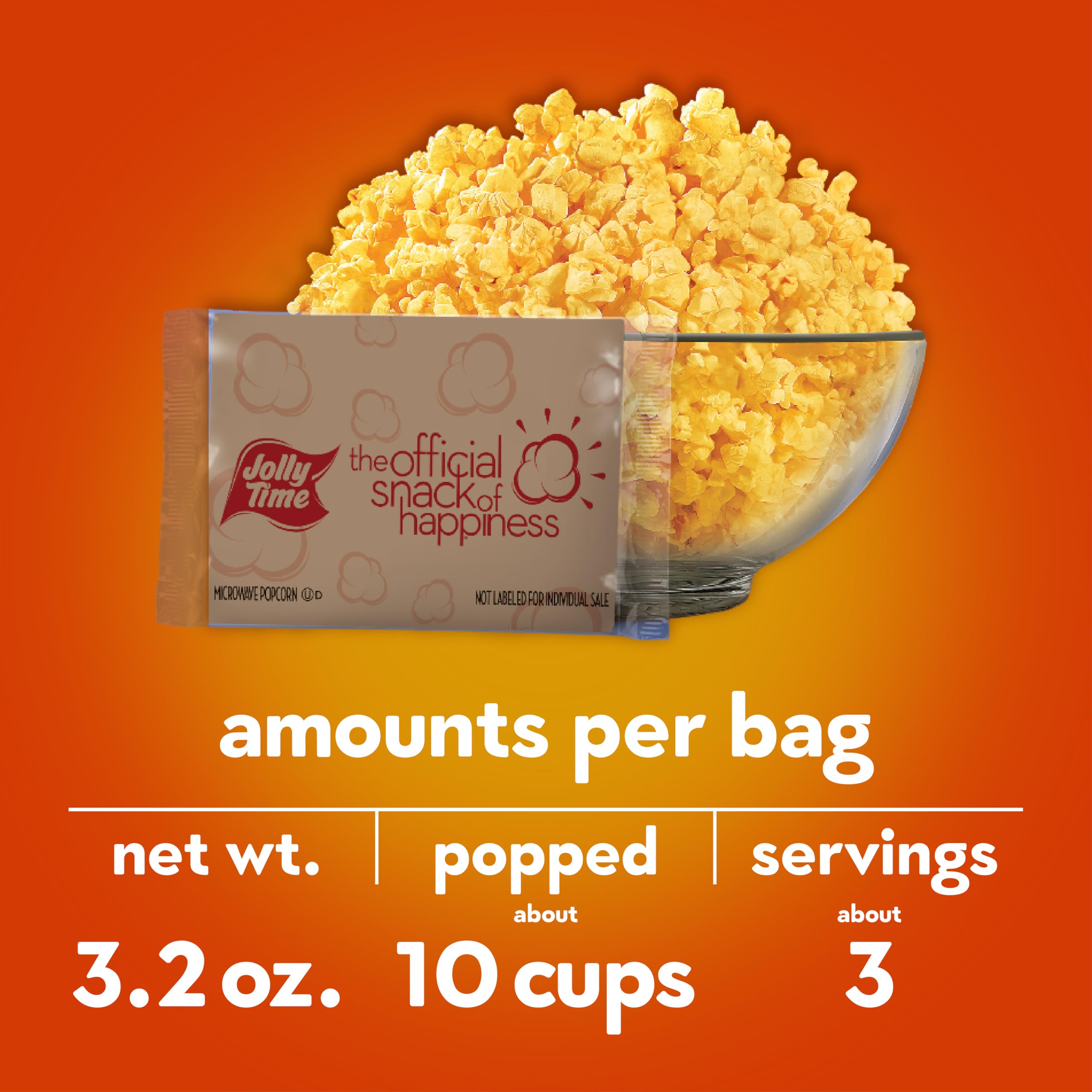 Jolly Time The Big Cheez Cheddar Cheese Microwave Popcorn - 3.2oz Sharing Size (Pack of 36) - Perfect for Movie Nights, Parties & Snacking at Home