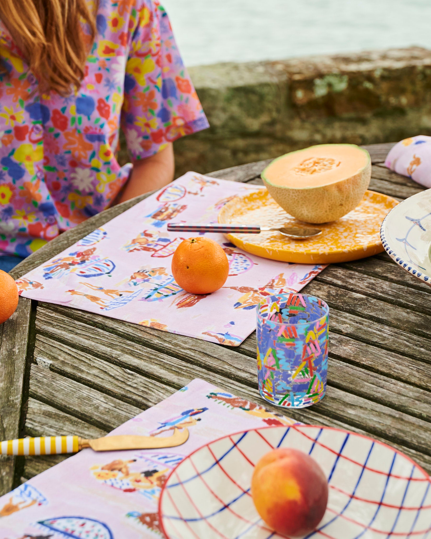 Kip&Co x Ken Done Beach Days Linen 4-Piece Placemat Set - Stylish Coastal Table Setting for Summer Entertaining & Outdoor Dining
