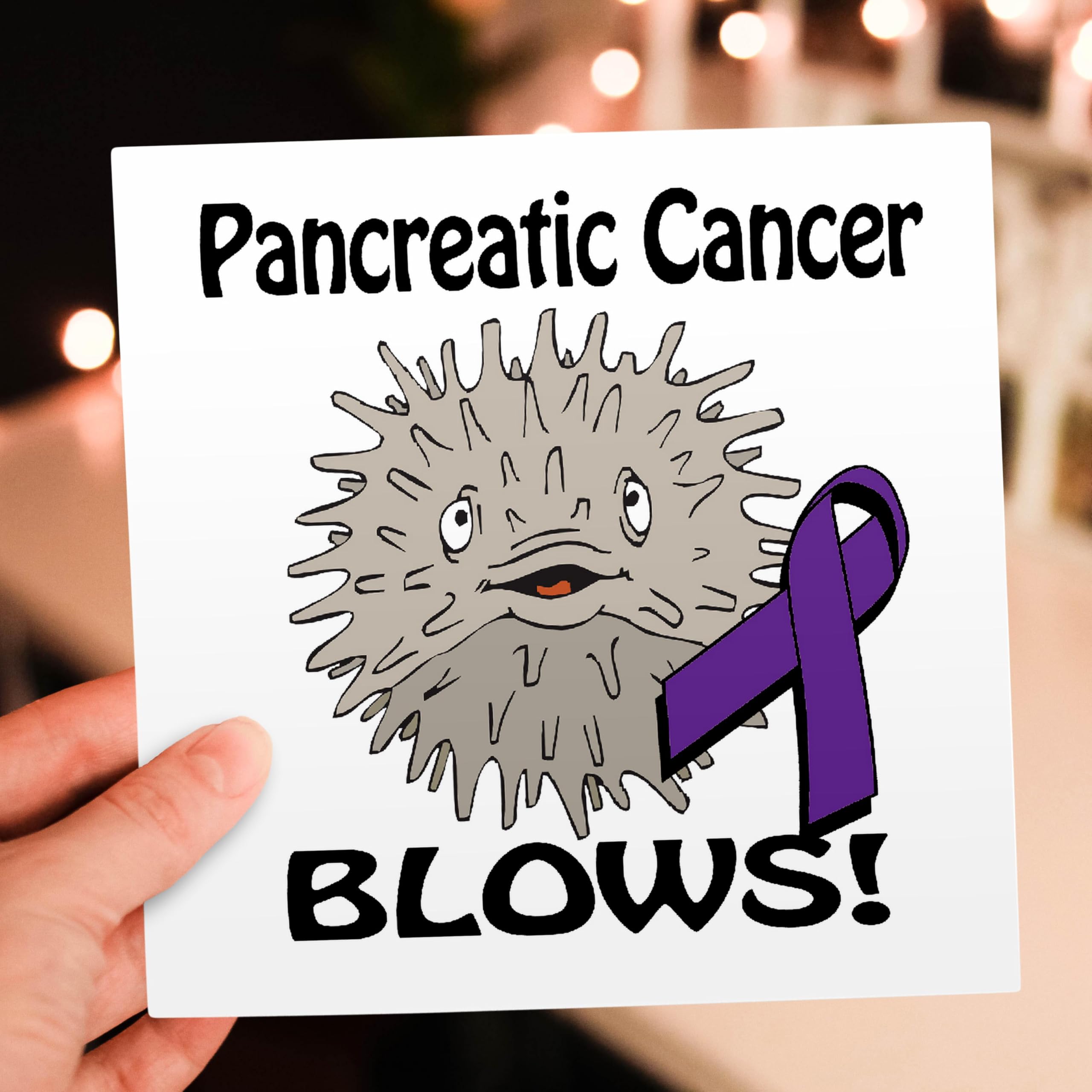 Pancreatic Cancer Awareness Greeting Card with Ribbon Design - Support & Raise Awareness - Perfect for Fundraisers, Survivors & Loved Ones