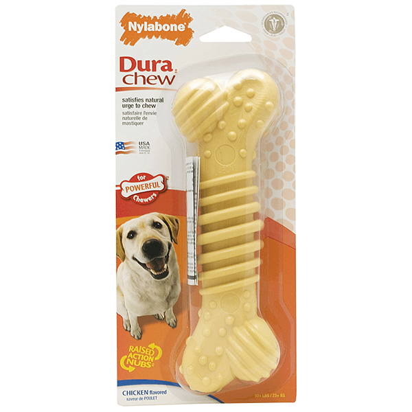 Nylabone DuraChew Textured Chicken Flavor Dog Chew Toy - Long-Lasting Dental Chew for Aggressive Chewers, Promotes Healthy Teeth & Gums - Perfect for Medium & Large Dogs, Indoor & Outdoor Play