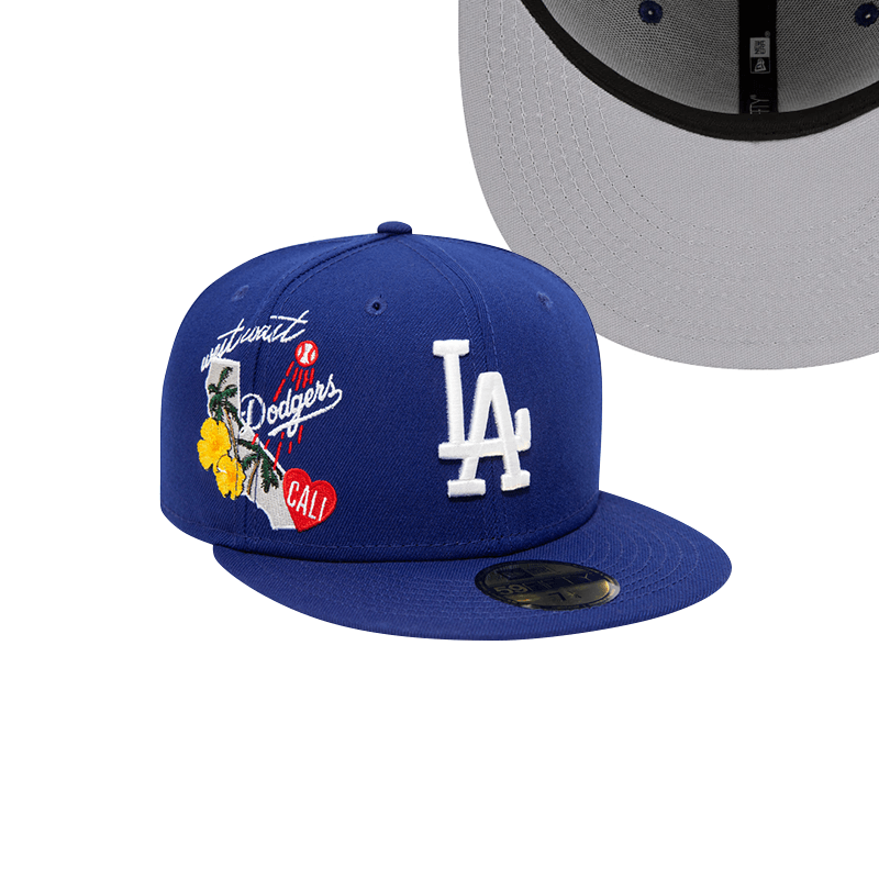 Los Angeles Dodgers City Cluster Blue MLB 59FIFTY Fitted Hat for Men - Official Baseball Cap for Dodgers Fans, Game Day & Streetwear Fashion