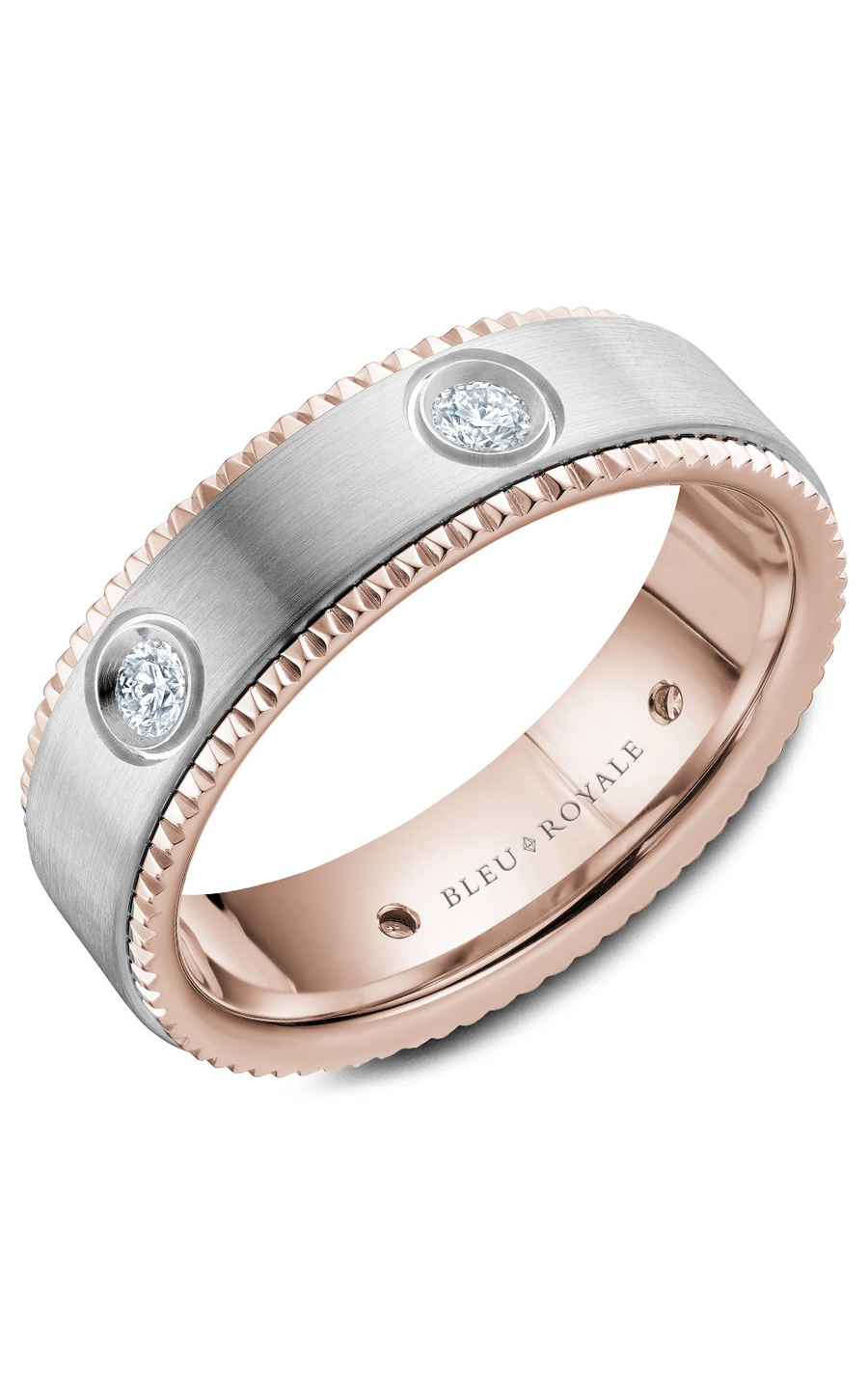Bleu Royale Men's Wedding Band RYL 030WRD65 - 14K White Gold Diamond Ring for Groom, Engagement & Anniversary Gifts - Perfect for Weddings, Proposals & Special Occasions