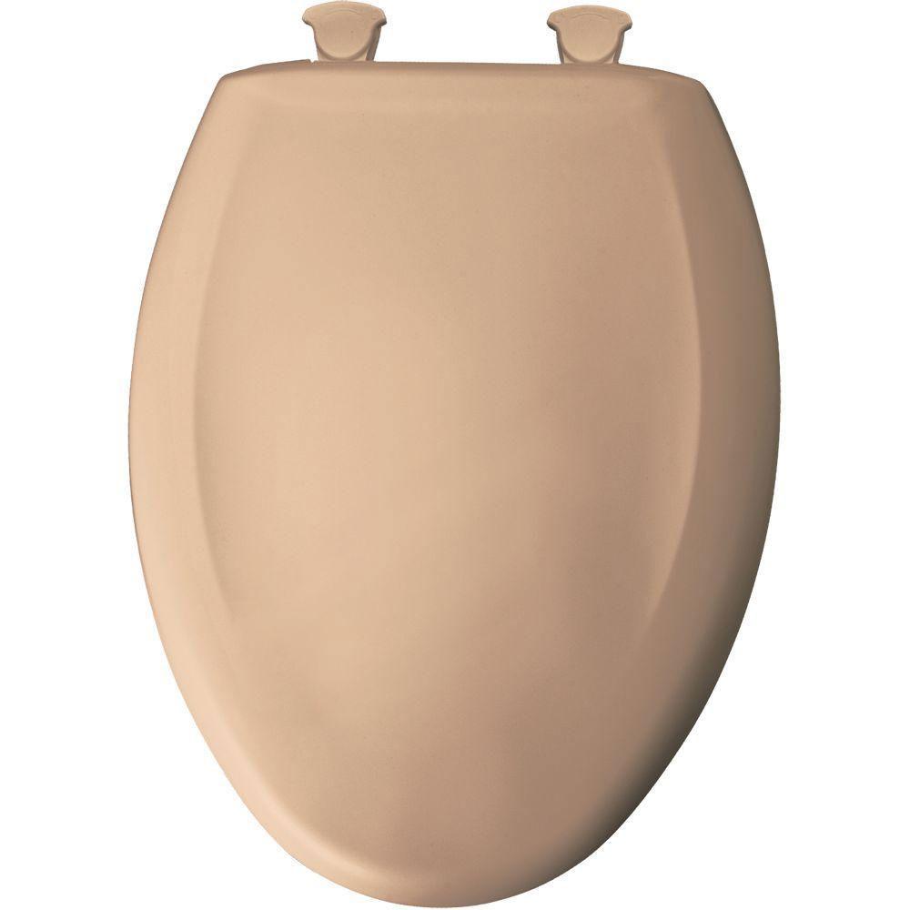 Bemis Slow Close STA TITE Elongated Toilet Seat - Tan 762376 - Durable Soft Close Elongated Toilet Seat with Secure Fit for Bathroom, Home & Commercial Use
