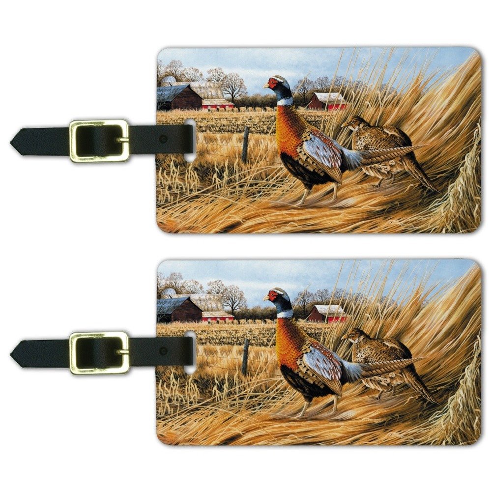 Farm Pheasant Luggage ID Tags - Set of 2 Personalized Suitcase Tags for Travel | Perfect for Carry-On Bags, Backpacks & Pet Carriers