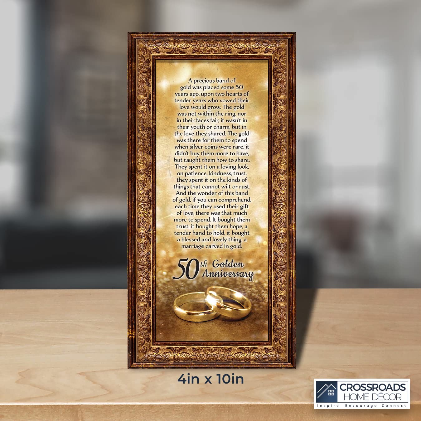Golden Anniversary Gifts for Parents - Crossroads Home Décor 50th Wedding Anniversary Picture Frame (7318R) - Perfect for Displaying Cherished Memories in Living Rooms & Bedrooms