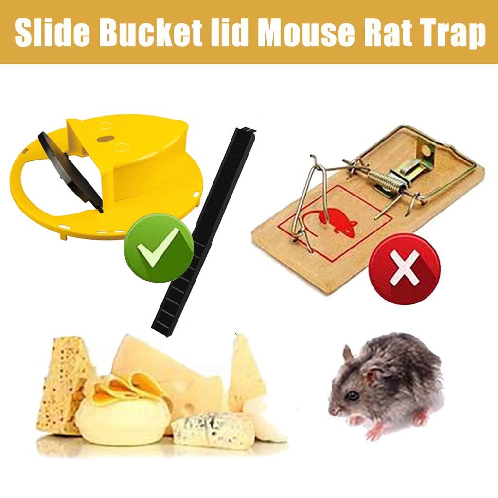 Auto-Reset Bucket Lid Mouse Trap - Humane & Lethal 5 Gallon Bucket Mouse Trap for Indoor/Outdoor Use - Durable Flip Lid Design (Compatible with Standard 5 Gallon Buckets) - Perfect for Basement, Garage, Shed & Garden Rodent Control (1 Pack)