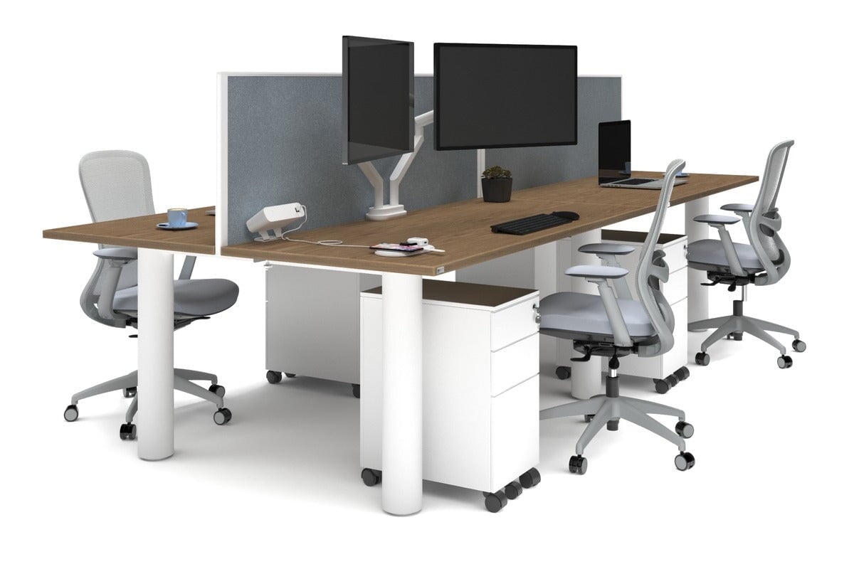 Quadro Cylinder Leg 4-Person Office Workstation Desk - 1800L x 700W Dimensions - Perfect for Collaborative Workspaces & Modern Offices