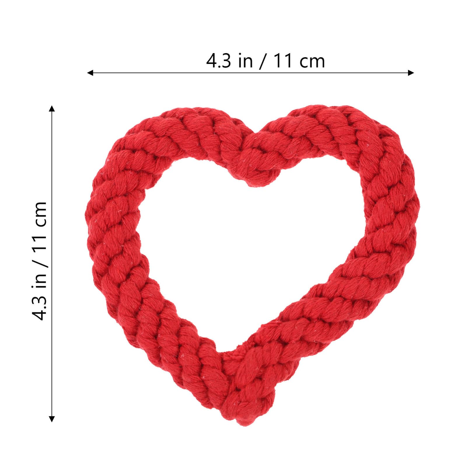 4pcs Dog Chew Toys - Cotton Rope Puppy Teething Toys with Red Heart Shape for Small & Medium Dogs | Valentine's Day, New Year & Pet Party Supplies (Random Colors) | Perfect for Training, Playtime & Dental Health