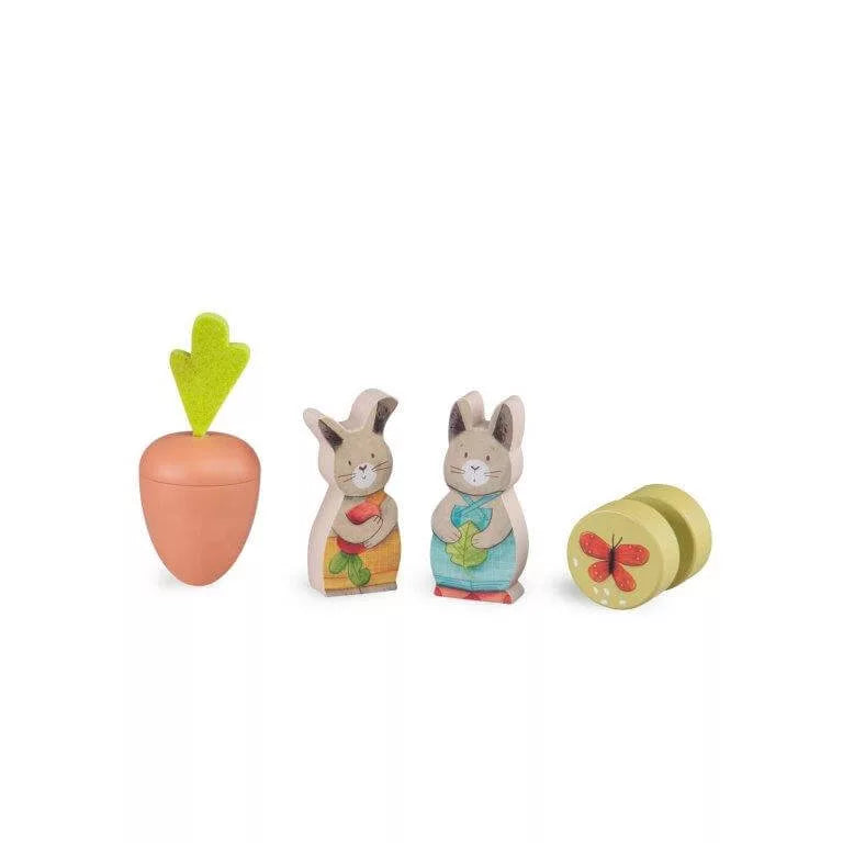 Three Little Rabbits Stacking Toy - Montessori Wooden Baby Toys for Toddlers 1-3 Years Old - Educational Learning Blocks for Kids - Perfect for Playtime, Nursery Decor & Gift Ideas