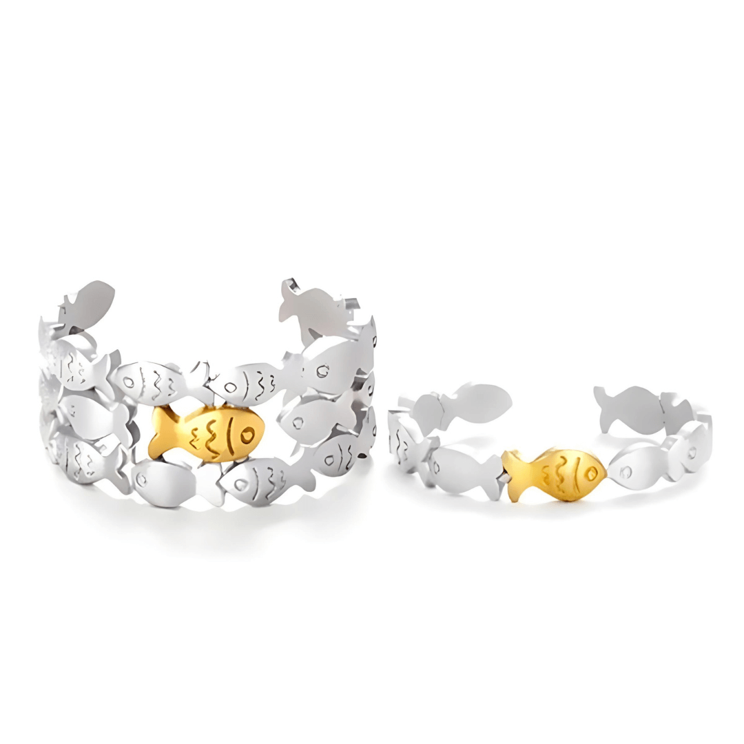 Stylish Silver Little Fish Layered Stacking Rings Set | Trendy Adjustable Stackable Rings for Women | Perfect for Everyday Wear, Gift Giving & Boho Fashion