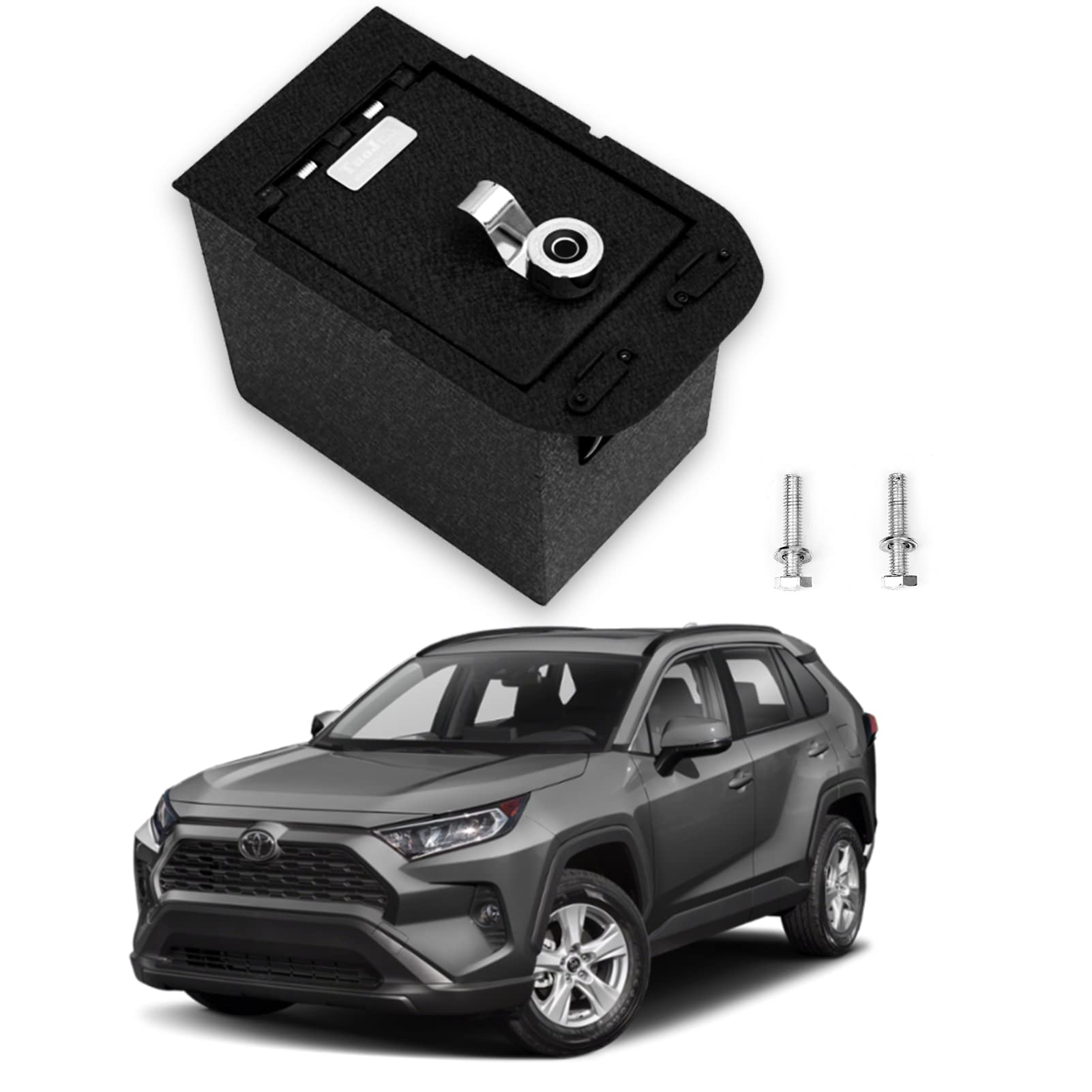 TUOJUE Center Console Safe Gun Safe Box for 2019-2022 Toyota RAV4 - Fingerprint Lock Security Box & Car Organizer | Perfect for Vehicle Storage, Handgun Protection, and Valuables Security