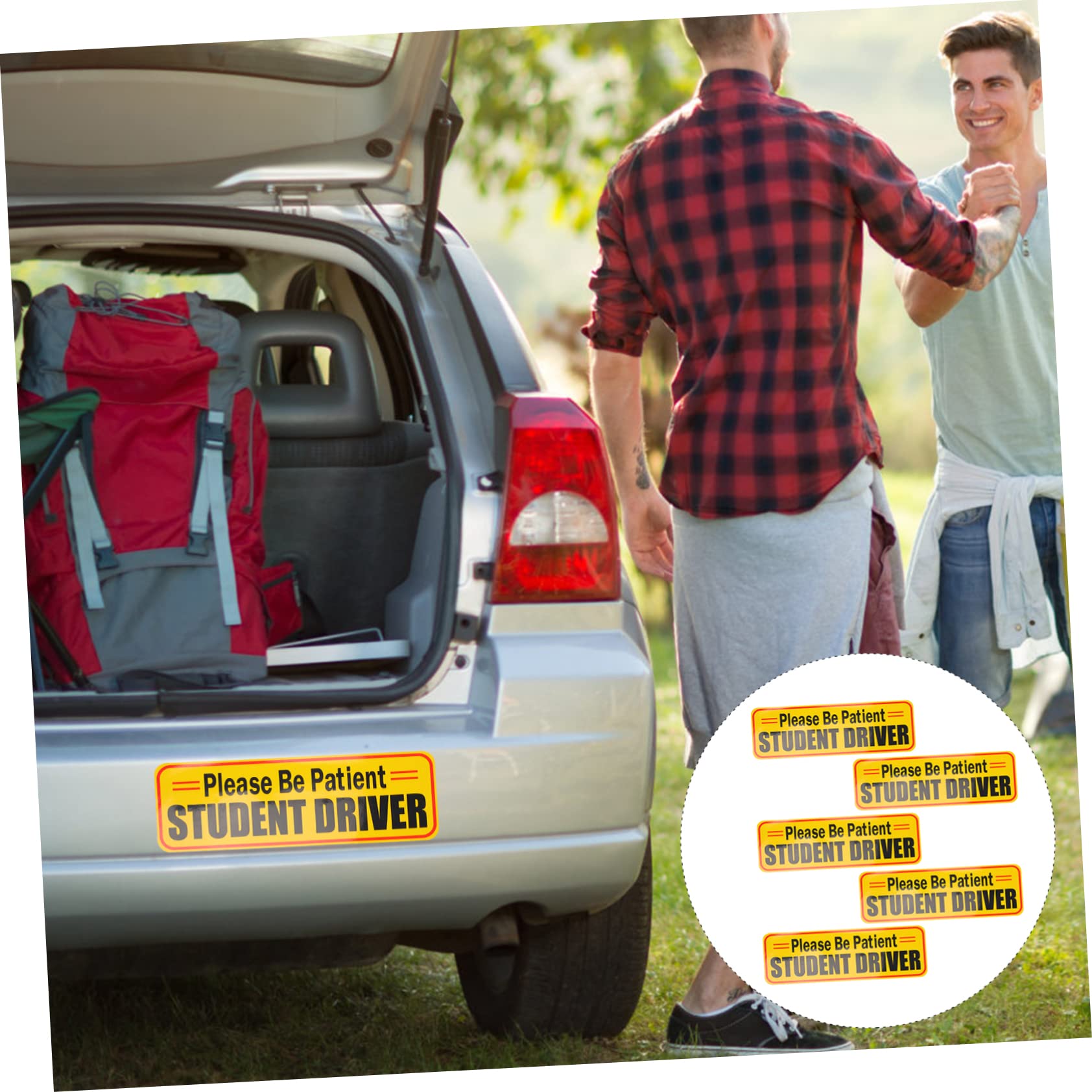 5-Pack Magnetic Reflective Car Stickers for New Student Drivers - Highly Visible Warning Signs with Strong Magnet for Bumper - Perfect for Night Driving Safety & New Driver Identification