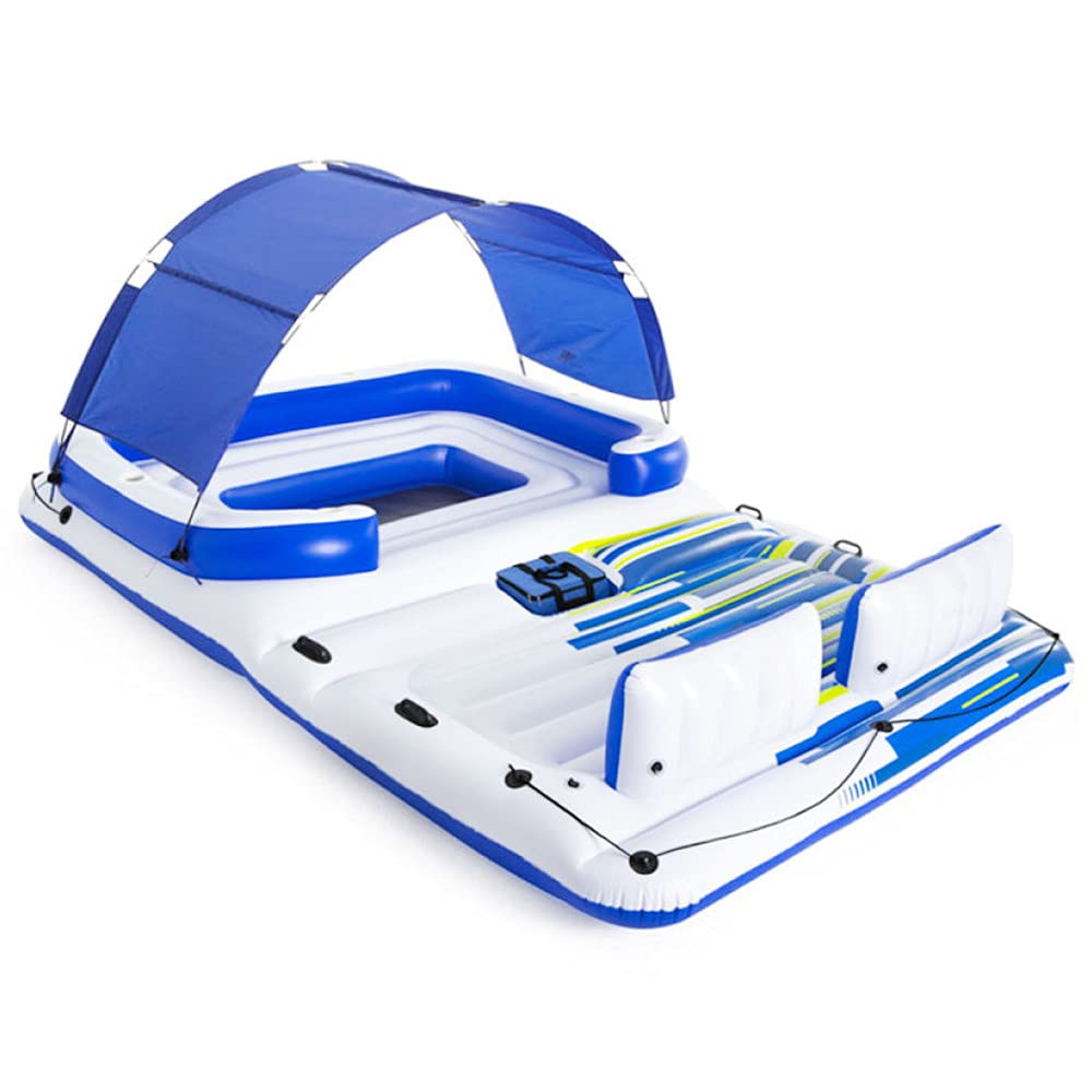 Inflatable Swimming Pool Float Lounger for Adults - Large Multi-Person Pool Raft with Net Bottom & Cup Holders - 153.2x108 Inch Water Sofa for Summer Parties, Beach Relaxation, and Poolside Lounging