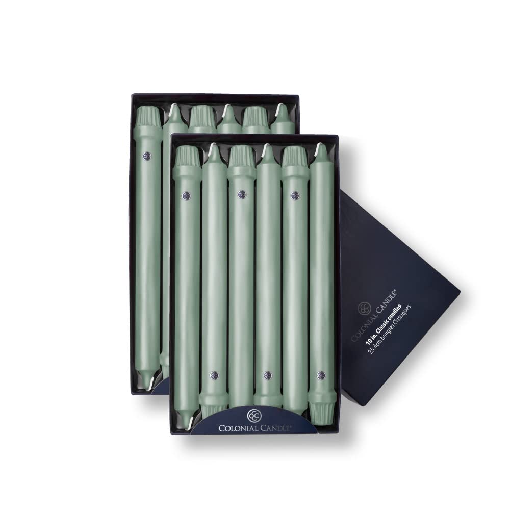 Colonial Candle Unscented Taper Candles - Classic Black 10 Inch (Pack of 12) | Long-Lasting 8-Hour Burn | Perfect for Dining Tables, Weddings & Holiday Decorations