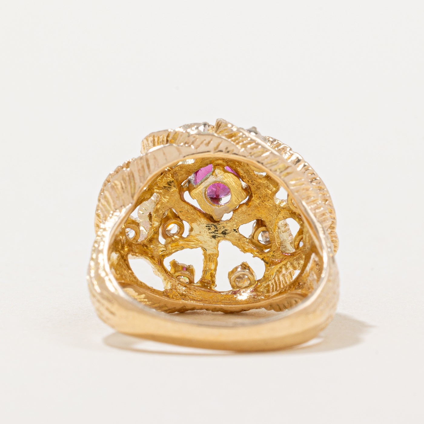Exquisite 0.33ctw Diamond & Ruby Cocktail Ring | 0.27ct Center Stone | Size 5.25 | Elegant Jewelry for Evening Parties & Special Occasions