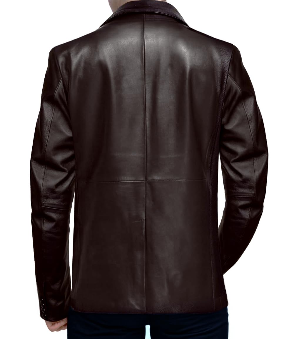 Premium Double Breasted Men's Lambskin Leather Jacket - Stylish Blazer Coat for Business & Casual Wear | Perfect for Office, Dating & Night Out